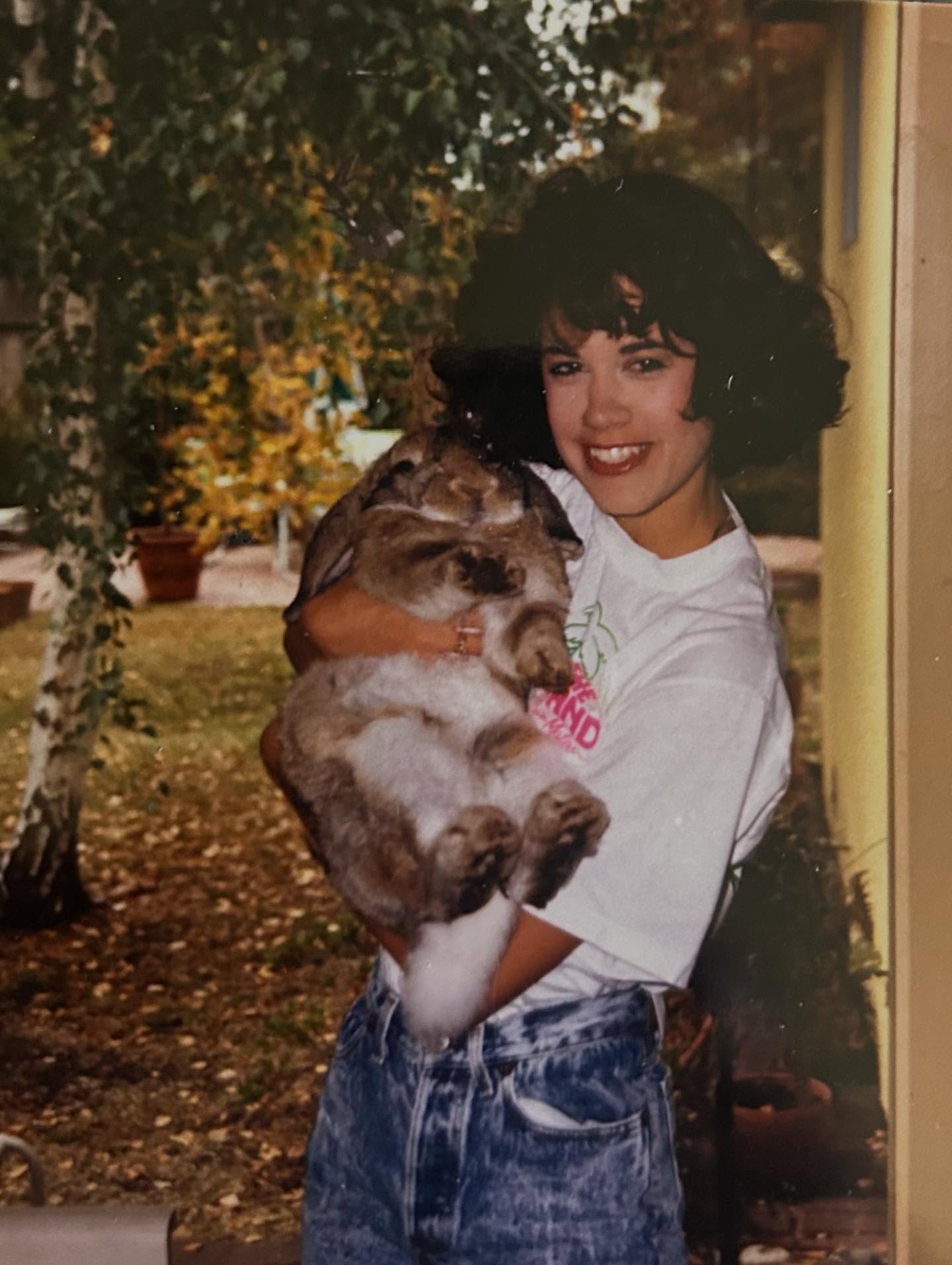 College days with my trusty sidekick Bunzer, the French Lop Bunny - he was the best! 🐰