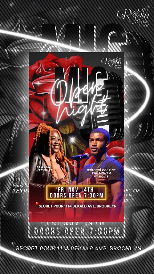 TONIGHT we come together for our Open Mic Night for the LAST TIME at @secretpour 🫶🏽💎 #LinkInBio
Join us as we countdown to the end of a 7 year legacy of Open Mics 🎤
Hosted by @kaybeethelady
Featuring @keynote__
Budding Poet of the Month @im.marquis
(December's farewell event will be in a different
location)
#KeepGrowing #OpenMicNYC #Brooklyn