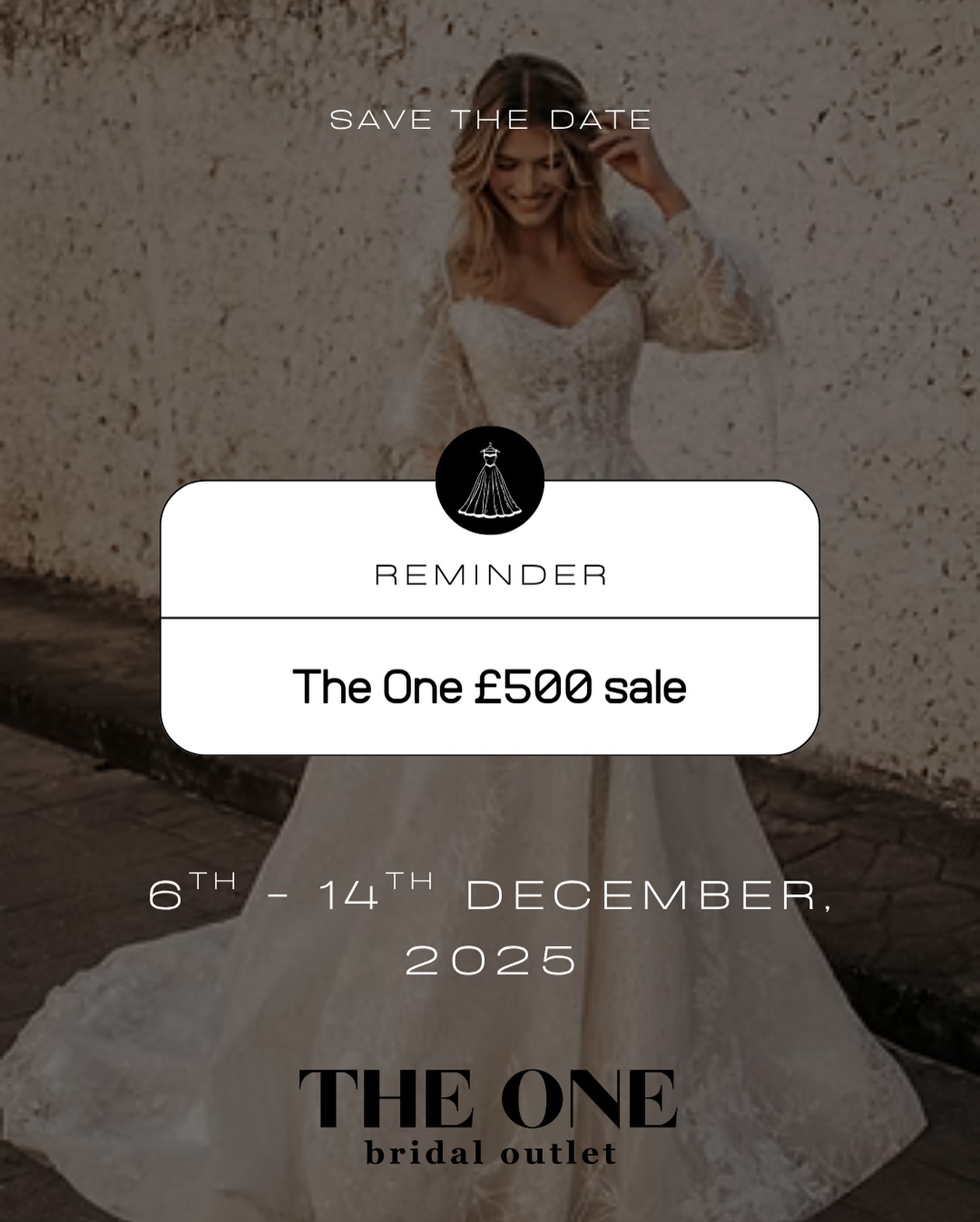 📍Mark your diary📍
For one week only, join us at The One Bridal Outlet for luxury gowns at special sale pricing. Appointments open now✨
Link in bio to book🫶
#UKWeddings #CheshireBrides #ManchesterBridal #LiverpoolWeddings #ChesterWeddings #BridalBoutique #WeddingDressShopping #BrideToBe2025 #WeddingInspo #UKBrideTribe #bridalonabudget #budgetwedding #theonebridaloutlet #yestothedress