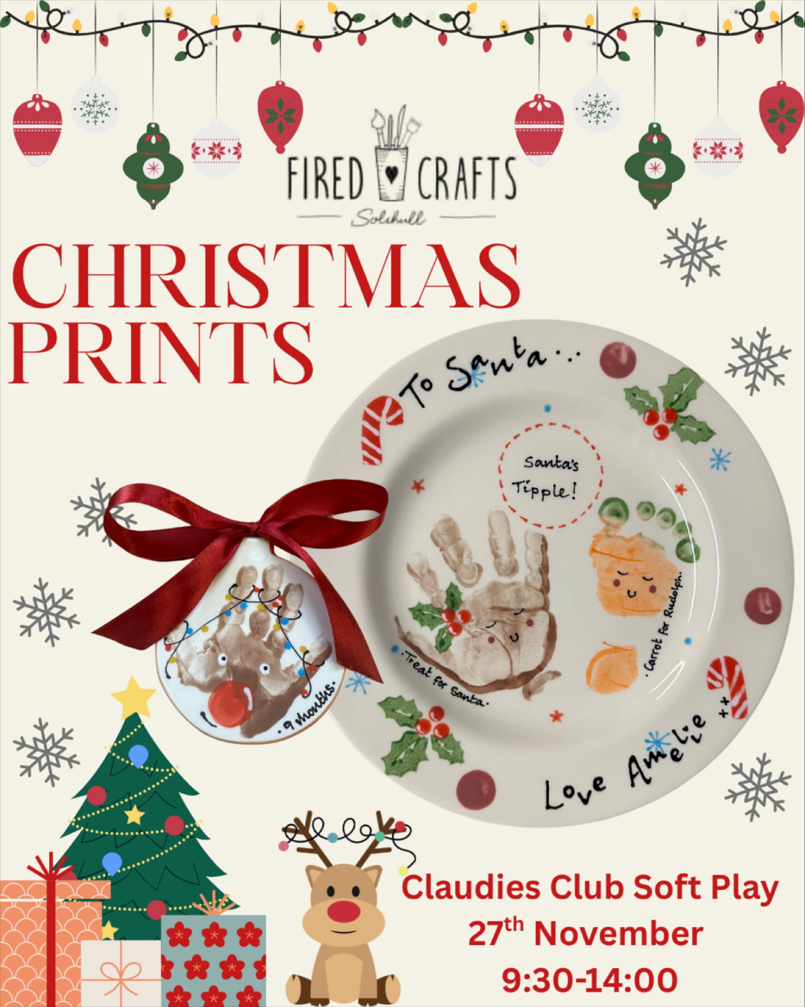 Baby prints at Claudie’s Club – Thursday 27th November 🤍
One of our last chances for you to create your Christmas keepsakes in time for the big day 🎄✨
Book your slot via Claudie’s website.
#firedcrafts #solihull #solihullmums #solihullmoms #babyprints #babiesfirstchristmas #keepsakes #pyop #pyopstudio