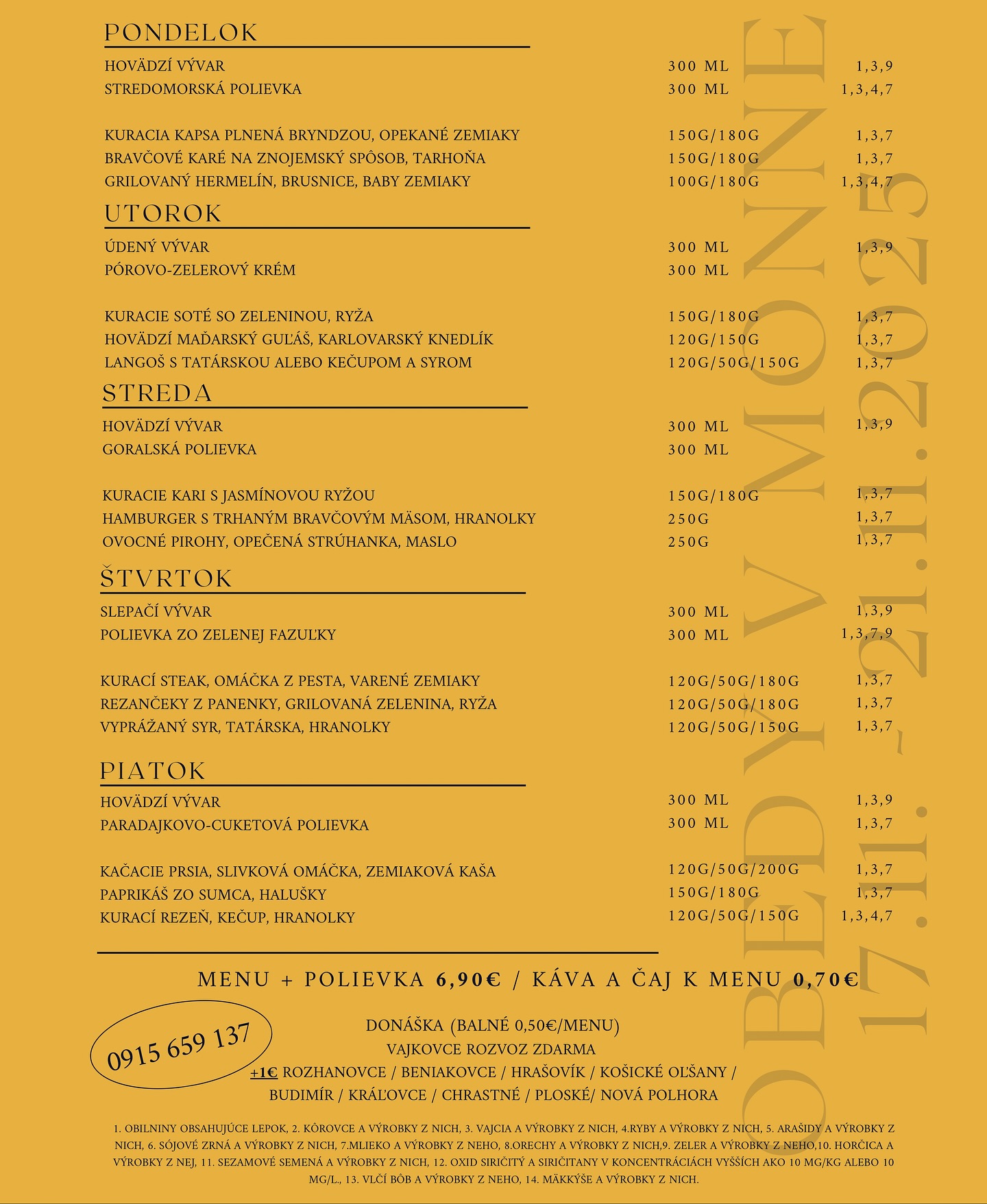 Týždeň nové menu, nová chuť – a tentoraz aj malá pripomienka veľkého dňa. 🇸🇰✨
17. november nám každý rok pripomína, že naši rodičia a starší sú to, vďaka komu dnes môžeme žiť vo svete otvorených možností. Sloboda, ktorú pre nás vybudovali, nám dovolila cestovať, tvoriť, veriť, podnikať… jednoducho žiť naplno.
A tak ako by sme si mali vážiť svet, v ktorom dnes žijeme, mali by sme byť aj vďační za malé radosti – napríklad za dobrý obed. 🍲💛
Veríme, že každý má právo na vlastné presvedčenie.
A my veríme aj v to, že každý má právo na dobrý obed.
Tak si ho tento týždeň vychutnajte s nami. 🙌✨