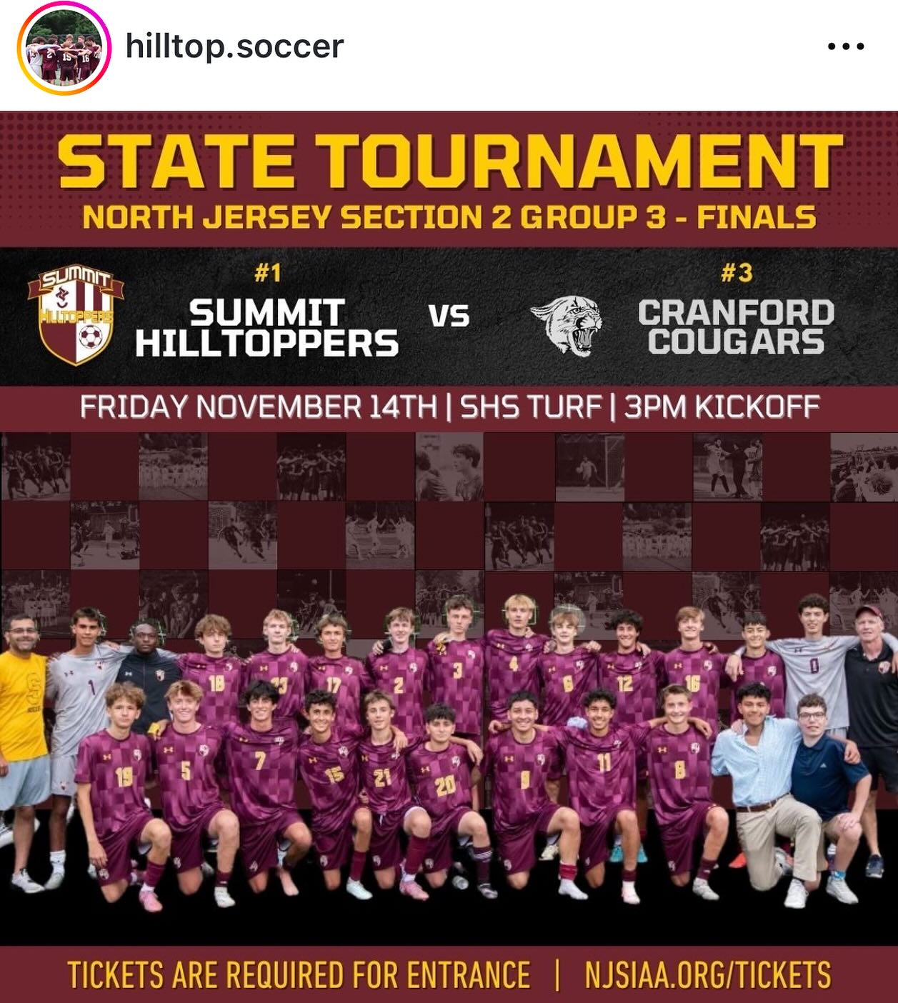 Sectional playoff finals. 3 pm at Summit High School Friday Nov. 14.