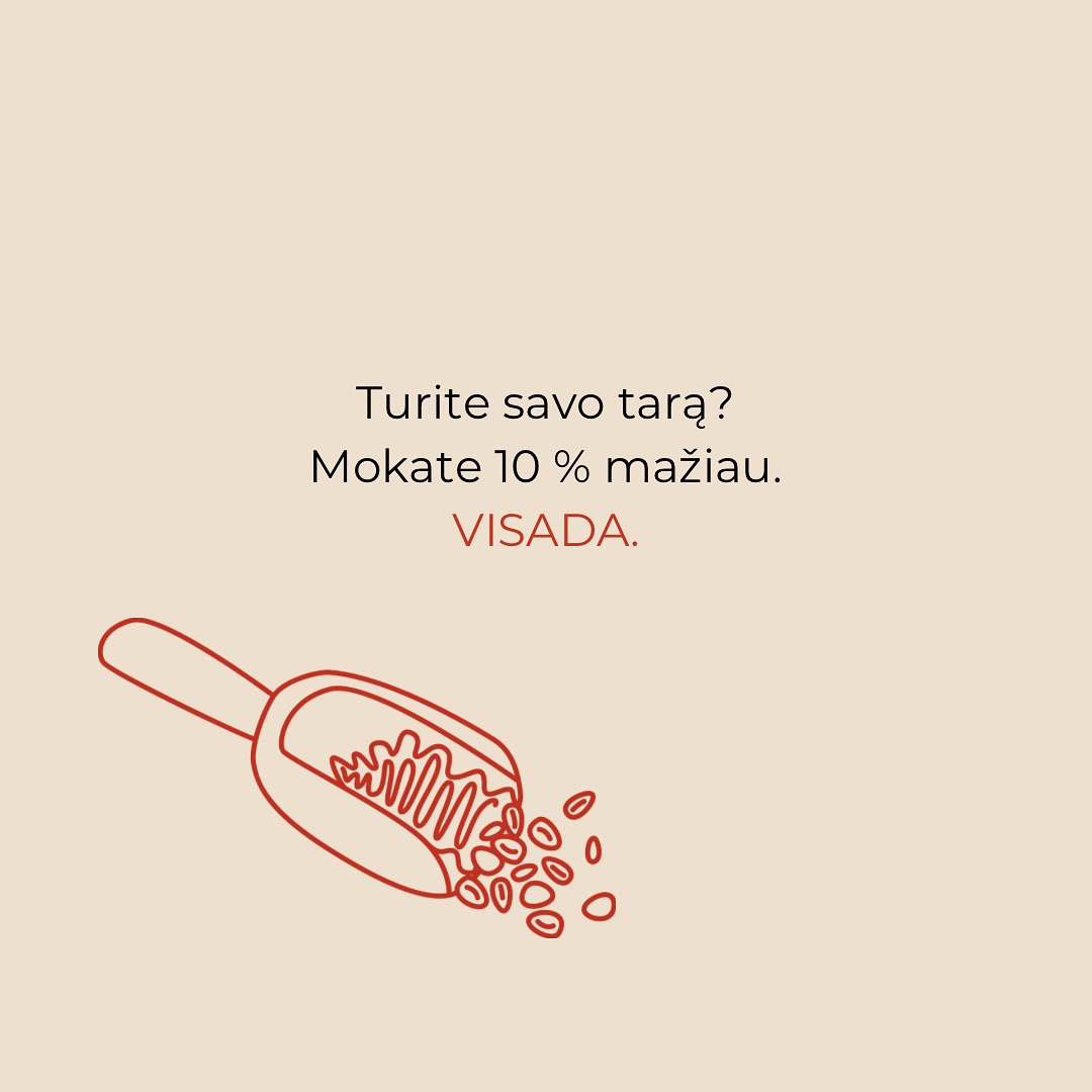 Malūne neturime juodojo penktadienio, nuolaidų sezonų ar vienos dienos pasiūlymų. Turime tik vieną būdą mokėti mažiau – atsinešti savo tarą.
Tai ne kampanija ir ne proginė akcija. Tai mūsų kasdienis sprendimas mažinti atliekų kiekį, tausoti resursus ir kurti paprastesnę, tvaresnę rutiną.
Atsinešę savo indą visada mokėsite 10% mažiau – nes tikime, kad geriausi pokyčiai vyksta mažais kasdieniais žingsneliais.