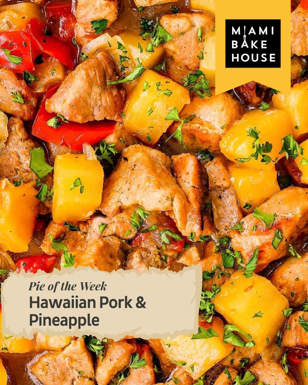 Escape to the tropics with our Hawaiian Pork & Pineapple Pie! 🌴✨
Tender marinated pork infused with soy, ginger, and garlic meets juicy pineapple for a sweet-savory balance that’s pure island magic.
Wrapped in our signature flaky pastry - available at all Miami Bakehouse cafés from Tuesday 18th to Monday 24th November.