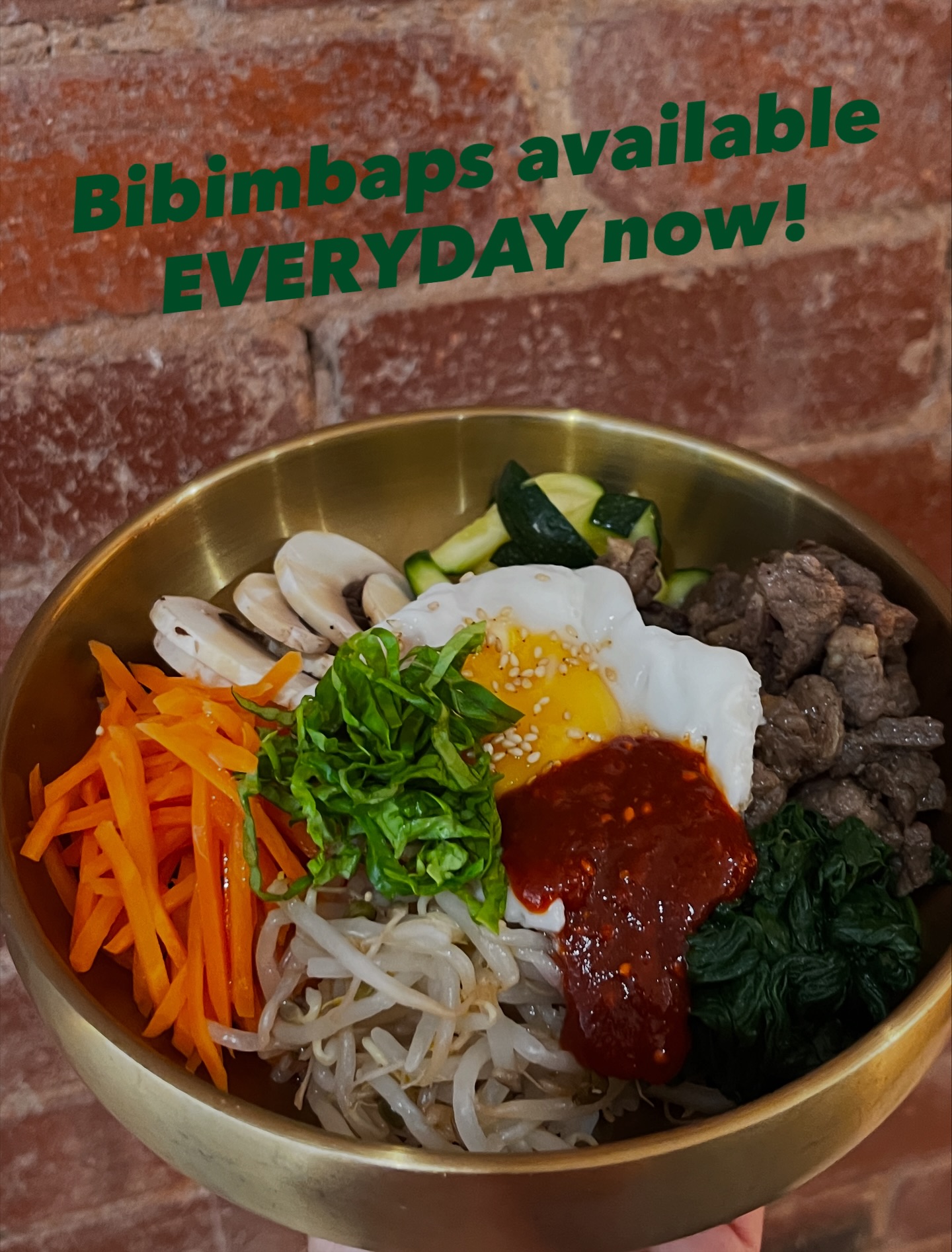 ✨ Bibimbaps AVAILABLE EVERY DAY now! ✨
Come enjoy your favourite Korean comfort bowl any day of the week 🤩🍚🔥
Choose from:
• Free-range Beef Bulgogi Bibimbap
• Tofu Bibimbap
• Vegan Bibimbap
• Special Sizzling Hot-Stone Dolsot Bibimbap – crispy rice goodness!
Come and join us for a bibimbap-tastic meal at Oh My Kimchi! 🇰🇷❤️
📍 57/58 Blackboy Rd, Exeter, EX4 6TB
🌐 www.ohmy-kimchi.com
#OhMyKimchi #ExeterEats #ExeterFoodie #KoreanFoodUK #Bibimbap #BibimbapLovers #KoreanRestaurant #ExeterStudents #ExeterUni #KoreanCuisine #DolsotBibimbap #BeefBulgogi #VeganKoreanFood #TofuBibimbap #FoodieLife #KFood #DevonFoodies #SupportLocal