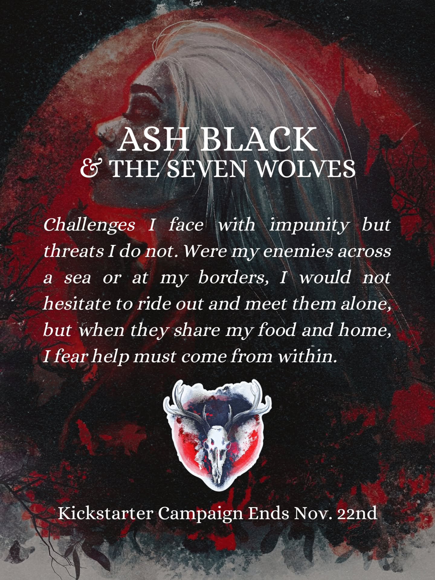 π₯πThree More Days!!!ππ₯
This whirlwind of a Kickstarter is almost at its end!!
Today's quote is one of my favorites from Ash Black as I feel it perfectly encapsulates the atmosphere of evil lurking so close to home and in such a way that it's nearly impossible to see or seperate from good.
Ash Black is heir to the throne of the Sun and Shadow Lands but faces the threat of being accused of Black magic and treason by her wicked stepmother. After being cast into a forsaken dungeon, and surrounded by all things lurking in the night, she quickly discovers a hidden rule of nature bound up in sacrifice, blood and magic, and realizes she may be the only one who can stop the evil queens reign.
ππ₯
Don't forget to pledge to the Kickstarter to get sprayed edge and signed copies of Ash Black before the campaign ends this Nov 22nd!!!
Thank you so much to everyone who's already backed the campaign!
π₯π
#bookquote #books #bookstagram #ilovereading #readingislife #fantasy #darkfairytaleretelling #fairytaleretelling #snowwhiteretelling #queer #witchyaesthetic #witchy