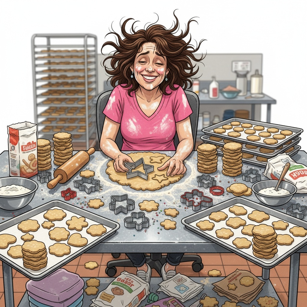 FINALLY done rolling, cutting and baking 25 pounds of dough! Tomorrow me will thank Today me.
Time for a coffee and bed :)