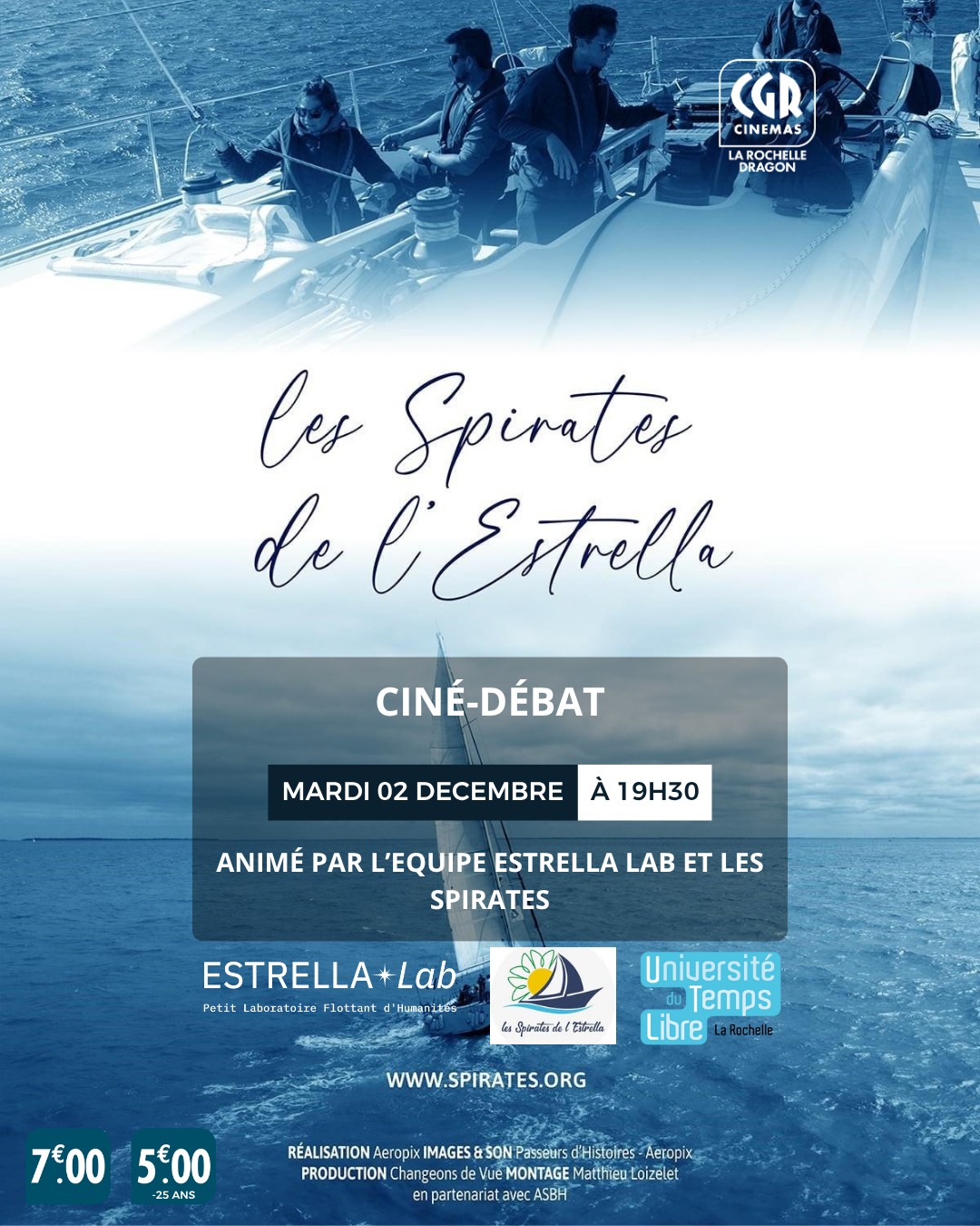 🎬 SAVE THE DATE !
📅 2 décembre – CGR Le Dragon, La Rochelle
🎥 Ciné-débat : Les Spirates de l'Estrella
⛵️ Venez découvrir la folle aventure d’un équipage pas tout à fait comme les autres…
De St Malo à Glasgow, ce valeureux équipage a embarqué à bord d' @estrellalab_ emportant dans leurs bagages leur Spina Bifida.
🎯 Leur mission : sensibiliser sur la maladie et ouvrir le champ des possibles.
💛 Feel good garanti !
Estrella toujours en campagne sur @helloasso_fr, (lien dans la bio) déjà 64% grâce à nos 96 contributeurs !!!
🫶 MERCI 🫶
ON LÂCHE RIEN
@spiratesproject
#EstrellaLab #LesSpirates #HandicapEtAventure #VoileInclusive #CinéDébat #LaRochelle #voile
