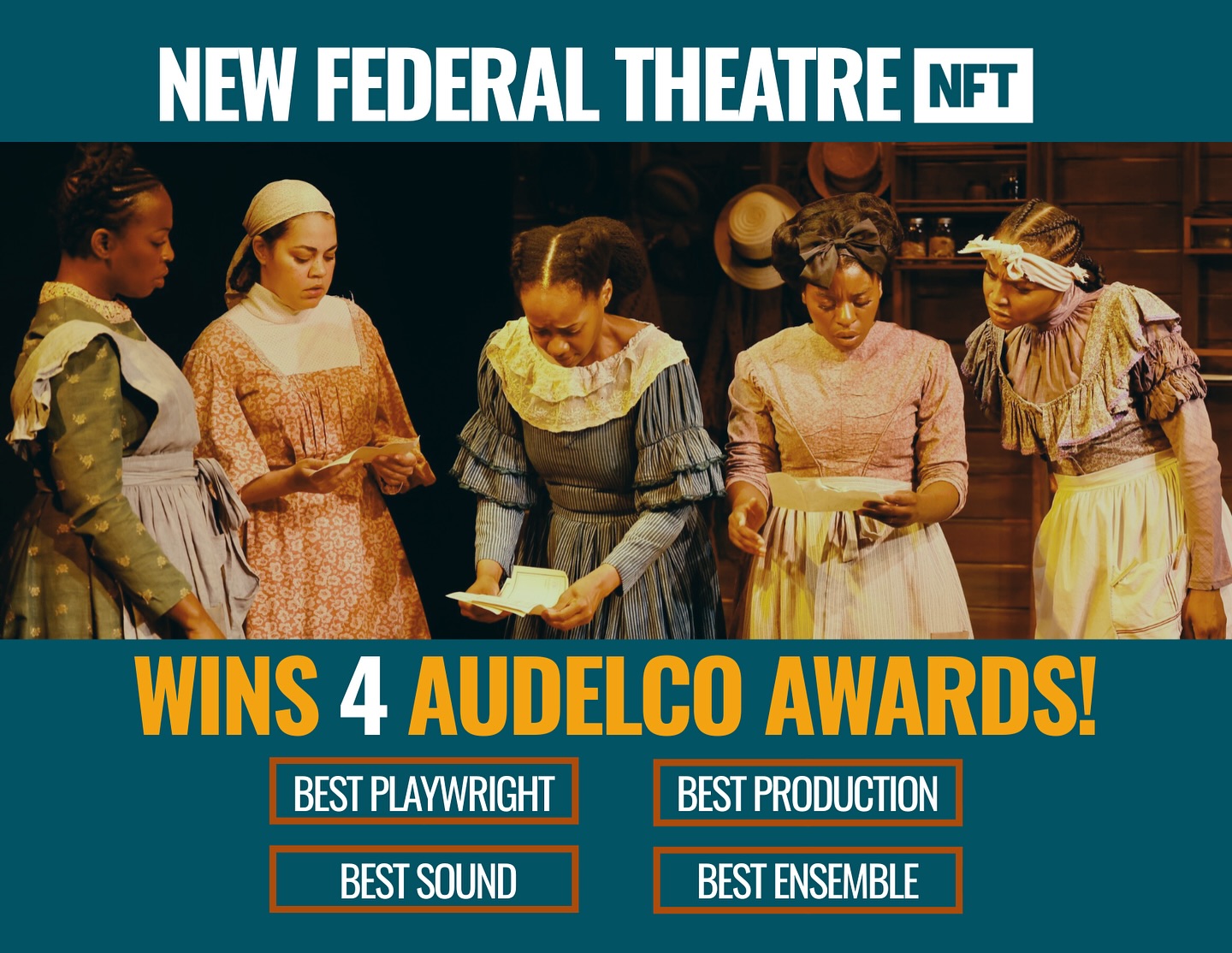 ⭐️⭐️Congratulations to the team of THE WASH on their 4 AUDELCO wins last night!⭐️⭐️
Best Playwright - Kelundra Smith
Best Sound Design - Bill Toles
Best Best Ensemble - Rebecca Haden, Bianca LaVerne Jones, Alicia Pilgrim, Margaret Odette, Kerry Warren, and Eunice Woods
Best Production - THE WASH