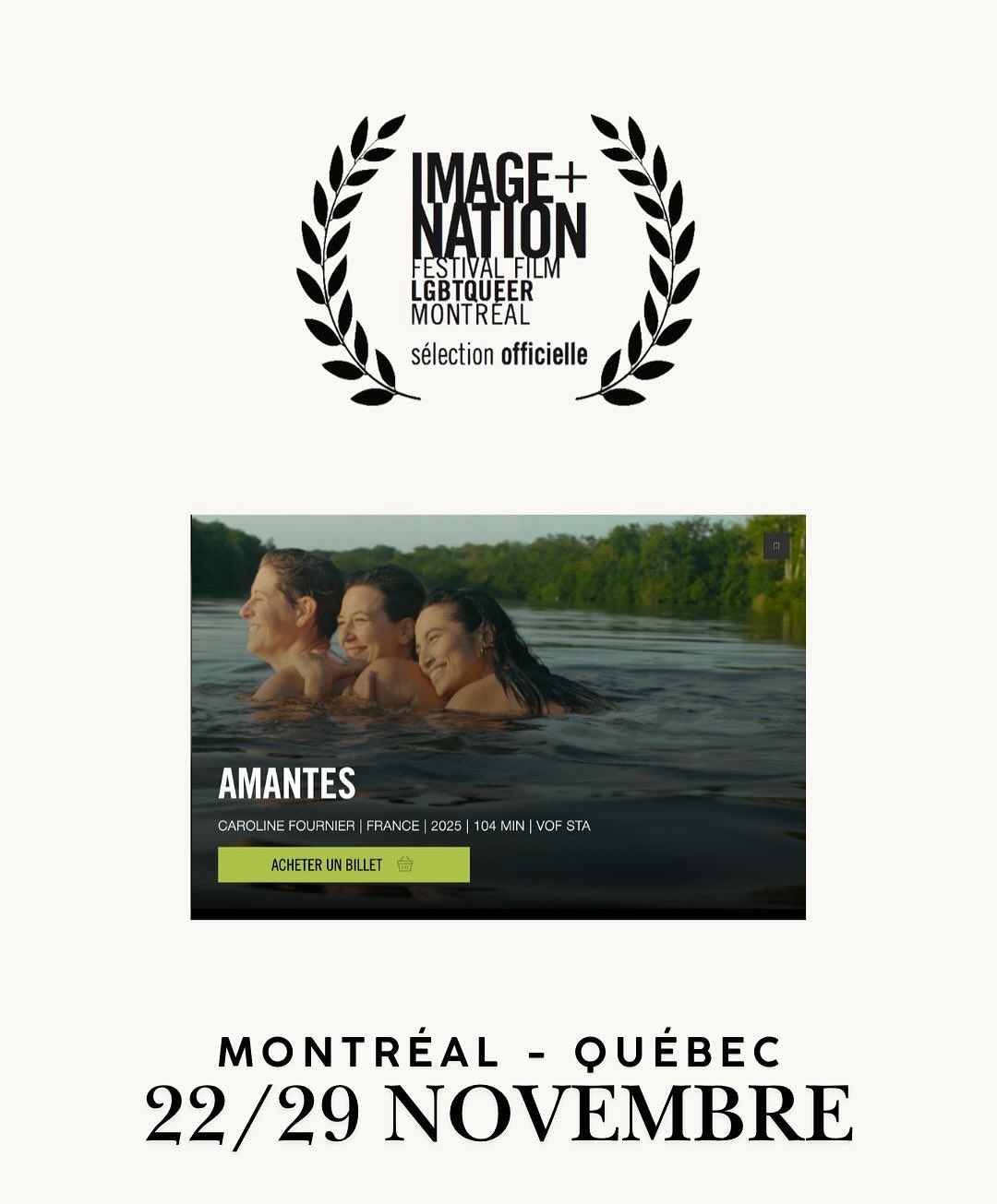 Plein de projection en novembre dont @imagenationmtl à Montréal 😍😍merci 🙏🏻🙏🏻🙏🏻
👉🏼Êtes-vous prêt·e pour Amantes, un film sexy qui défie les codes en matière de triangles amoureux et repense les relations lesbiennes en usant d’un discours féministe plus doux ? Avec la ville de l’amour, Paris, en toile de fond, les destins de personnages 100% féminins s’entrecroisent savamment, ouvrant sur leur passage les cœurs et les esprits. Avec son balado psycho-féministe, Ruby cherche à explorer les relations lesbiennes dans toute leur complexité… tout en laissant sa propre femme, Gabrielle, sur sa faim. Nour, quant à elle, est une chanteuse passionnante et passionnée qui ne peut s’empêcher de tomber sous le charme de la très terre-à-terre Camille. Et qui pourrait oublier le merveilleux trouple formé de Rébecca, Laura et Ophélie dont le polyamour insuffle une nouvelle dynamique aux étapes classiques de la vie comme rencontrer les parents et avoir des enfants. D’autres femmes gravitent autour d’elles – des amies, des ex, des soupirantes – elles aussi aux prises avec les diktats inconscients de l’engagement. Grâce à ses histoires à la fois légères, rafraîchissantes et vulnérables qui nous rappellent The L Word, Sex and the City et même Vicky, Cristina, Barcelona, Amantes nous fait passer un excellent quart d’heure (ou plutôt 104 minutes) dans un univers lesbien chaud et déjanté.
#montreal #queer #lesbienne