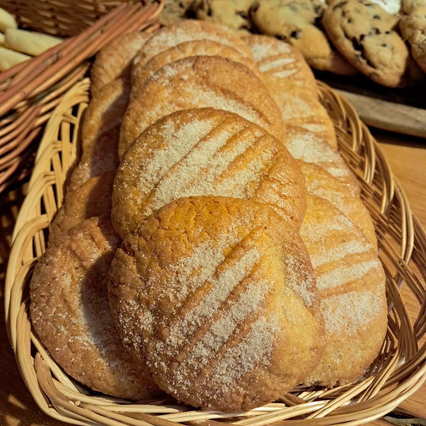 NEW! Snickerdoodle biscuits and the return of our old favorites, Red Velvet cookies packed with white choc chips and filled with a cream cheese frosting!