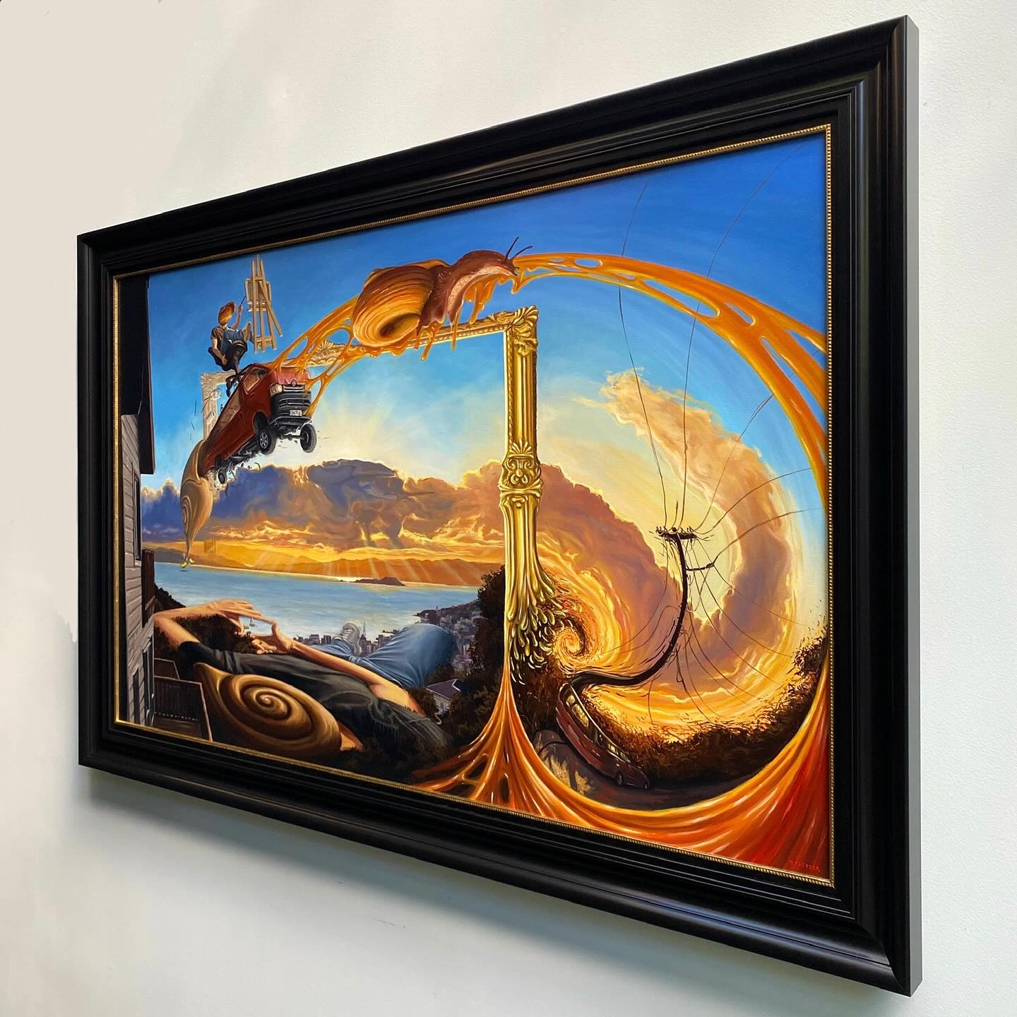 See @j_fassy ‘s new collection and first solo show at @teauaha on Dixon St. here in Wellington. The exhibition is on till November 30th. We love working for Jason as he’s a man that knows what he wants and we get to deliver for him. This is a larger than life oil on canvas measuring 1300 x 800mm. There are two frames one small with gold beading with the other larger satin black over the top. Both frame mouldings are supplied by Avon Framing Supplies.
#jasonfastier
#oilpainting
#wellingtonartist
#newzealandartist
#teauahagallery
#avonframingsupplies
#wellingtonframers
#newzealandframers