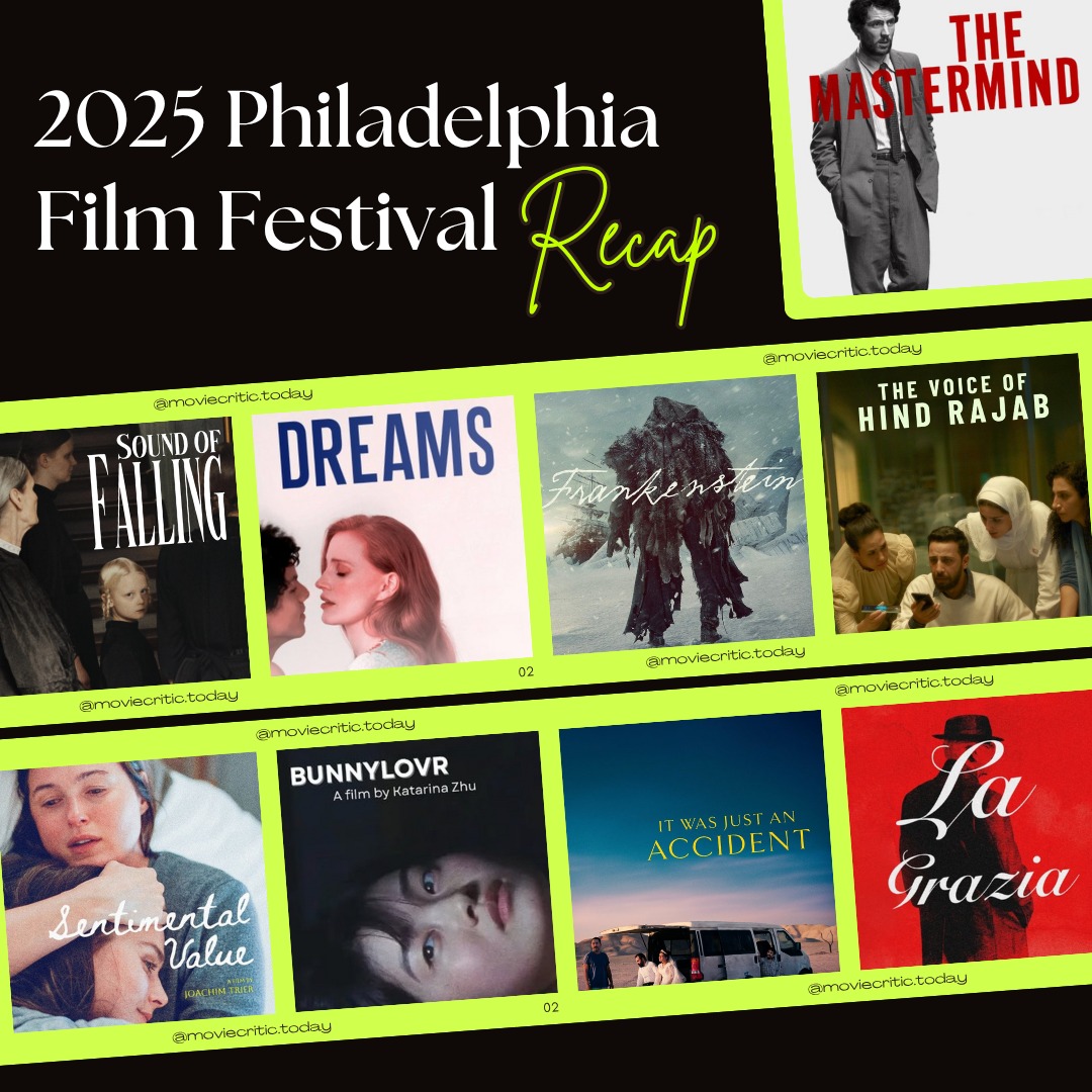 ✨ 2025 Philadelphia Film Festival — A Magic Carpet Ride of Cinephile Euphoria ✨
PFF34 was pure movie-lover bliss — sold-out screenings, lines wrapped around the block, buzzing conversations, and volunteers who made the entire experience feel like a true film community. The energy was electric, the Q&As were unforgettable (Colman Domingo was a standout), and the sense of togetherness reminded me why festivals matter so deeply.
Bravo to @kormanlarry and Andrew Greenblatt for bringing this year’s festival to life. For full reviews, visit MovieCritic.today, but here are some of the films I can’t stop thinking about:
🎬 Wake Up Dead Man — the best Knives Out yet; warm, witty, and endlessly rewatchable.
🎬 La Grazia — Sorrentino’s tender, dignified drama with a phenomenal Toni Servillo.
🎬 Hamnet — A poetic, heartbreaking epic from Chloé Zhao.
🎬 Blue Moon — Ethan Hawke’s luminous, melancholy triumph.
🎬 The Mastermind — Kelly Reichardt’s quietly funny heist gem.
🎬 Sirat — Fearless, riveting, and visually stunning.
🎬 It Was Just an Accident — Panahi’s intense, human Palme d’Or winner.
🎬 Sound of Falling — Lyrical, haunting, unforgettable.
🎬 No Other Choice — Darkly hilarious and painfully true.
🎬 Frankenstein — Del Toro’s magnum opus. A masterpiece.
🎬 Peter Hujar’s Day — Small film, giant soul.
🎬 Dreams — Brutal, divisive, and essential.
🎬 The Voice of Hind Rajab — Shattering, vital cinema.
🎬 Blue Film — Daring, unsettling, impossible to forget.
🎬 After The Hunt — Julia Roberts at her fiercest.
🎬 Young Mothers — Raw, tender, and beautifully observed.
🎬 Bunnylovr — A stunning debut of modern loneliness.
🎬 Silent Friend — A poetic ode to nature and time.
🎬 Dead Man’s Wire — A gripping, stylish ’70s thriller.
🎬 Sentimental Value — A deeply emotional Grand Prix winner.
PFF34 was one for the books — full of artistry, conversation, and the kind of cinematic magic that stays with you long after the credits roll. Until next year. ❤️🎞️