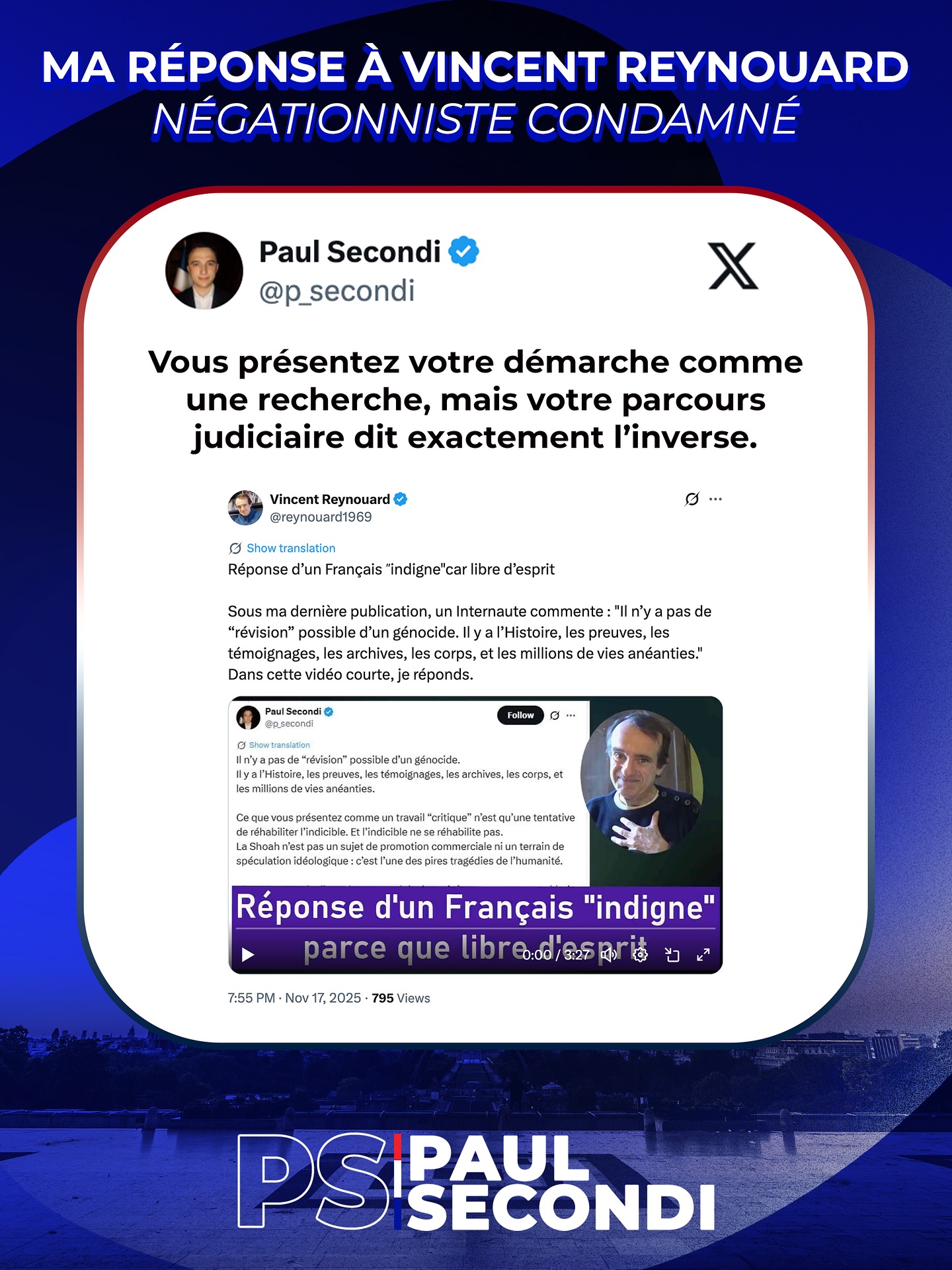 La vérité historique ne se négocie pas.
Face au négationnisme, il n’y a ni débat, ni zone grise. Il y a les faits, établis par des milliers d’archives, des témoignages directs, des preuves matérielles et un travail historique rigoureux depuis des décennies.
Répondre, c’est protéger la mémoire des victimes et refuser que l’Histoire soit tordue au profit d’idéologies qui ont déjà dévasté l’Europe.
La France ne transige pas avec l’indicible.
#mémoire #histoire #pourtoi