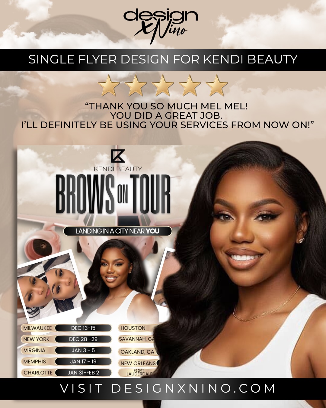 Single Flyer for @KendiBeautyATL 🫶🏾🤎
She tapped in with @DesignxNino for her Brows on Tour promo and we are taking her visuals up a level.🔥
If you’re serious about elevating your brand, you already know what to do.
Who’s next?
Hit the link in my bio and let’s build something that actually moves people.
Hashtags:
#EntrepreneurLife #BrandBuilder #GraphicDesigner #BusinessBranding #BrandDesignStudio #SmallBusinessOwner #DesignForEntrepreneurs #VisualBranding #BrandIdentityDesign #MarketingDesign #AtlantaEntrepreneurs #DetroitEntrepreneurs #WomanInBusiness #CreativeEntrepreneur #StartupBranding #BusinessGrowth #DesignAgency #BrandStrategy #LogosAndBranding #ContentForBusinesses