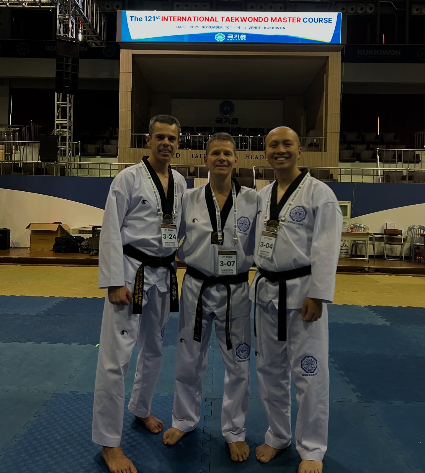 Master Chan completed the prestigious International Master Course alongside Master Simon Negus and Grandmaster David Bailey from the UK at the Kukkiwon, the headquarters of Taekwondo in South Korea.
The intensive five day course covered many topics from the physical elements of Taekwondo Basics, Poomsae, Sparring, Breaking, and Demonstration as well as the important elements of Taekwondo Spirit, Character Education and History of Taekwondo and was followed by a rigorous examination process which incorporated both a written test as well as physical test in front of a panel of high grade Kukkiwon examiners.
The course was taught by some of the finest Grandmasters and Professors in the World; all World Champions or specialists in their area of expertise and every one of them passionate and knowledgeable about Taekwondo. Their knowledge, skill and philosophy has deepened Master Chans purpose as a teacher and was a truly humbling experience reminding him of how much there is still to learn, understand, put into practice and pass onto the next generation.
#taekwondo #kukkiwon #master #training #learning #knowledge #betterneverstops