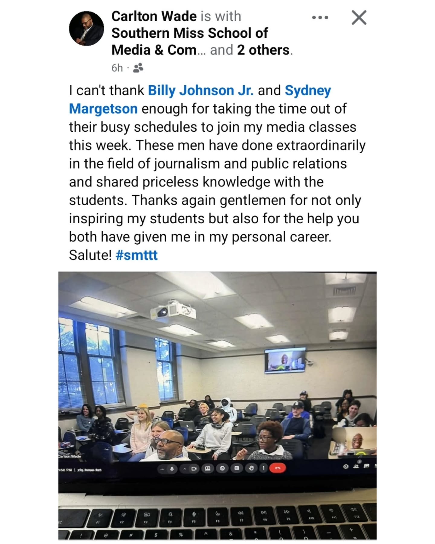 On Monday, I had the honor and pleasure of speaking to one of Professor @therealcarltonwade's media writing classes at the @officialsouthernmiss.
Carlton is a legend in hip hop journalism so his students are blessed to have him. I was asked to speak about how my background as a journalist has impacted my current work as a publicist. I am happy to see that My Brother @asakiwi also spoke to his students.
Carlton also shared that I was the first editor of a national hip hop mag (Rap Sheet) to give him a writing assignment. This had to be in 1996. I always loved his work and working with him in general.