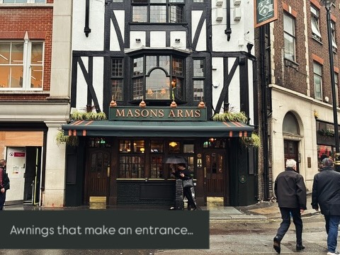 Crafted to complement this traditional London pub, we worked with the design team to create awnings that elevate both character and curb appeal. Colour matched frames and bespoke copper stripes complete the look - creating a warm and welcoming first impression in every kind of weather 🌦️
#awnings #londonpub #pub #pubdesign #hospitalitydesign #curbappeal #exteriordesigns #brandingdesign #commercialawnings #ukhospitality