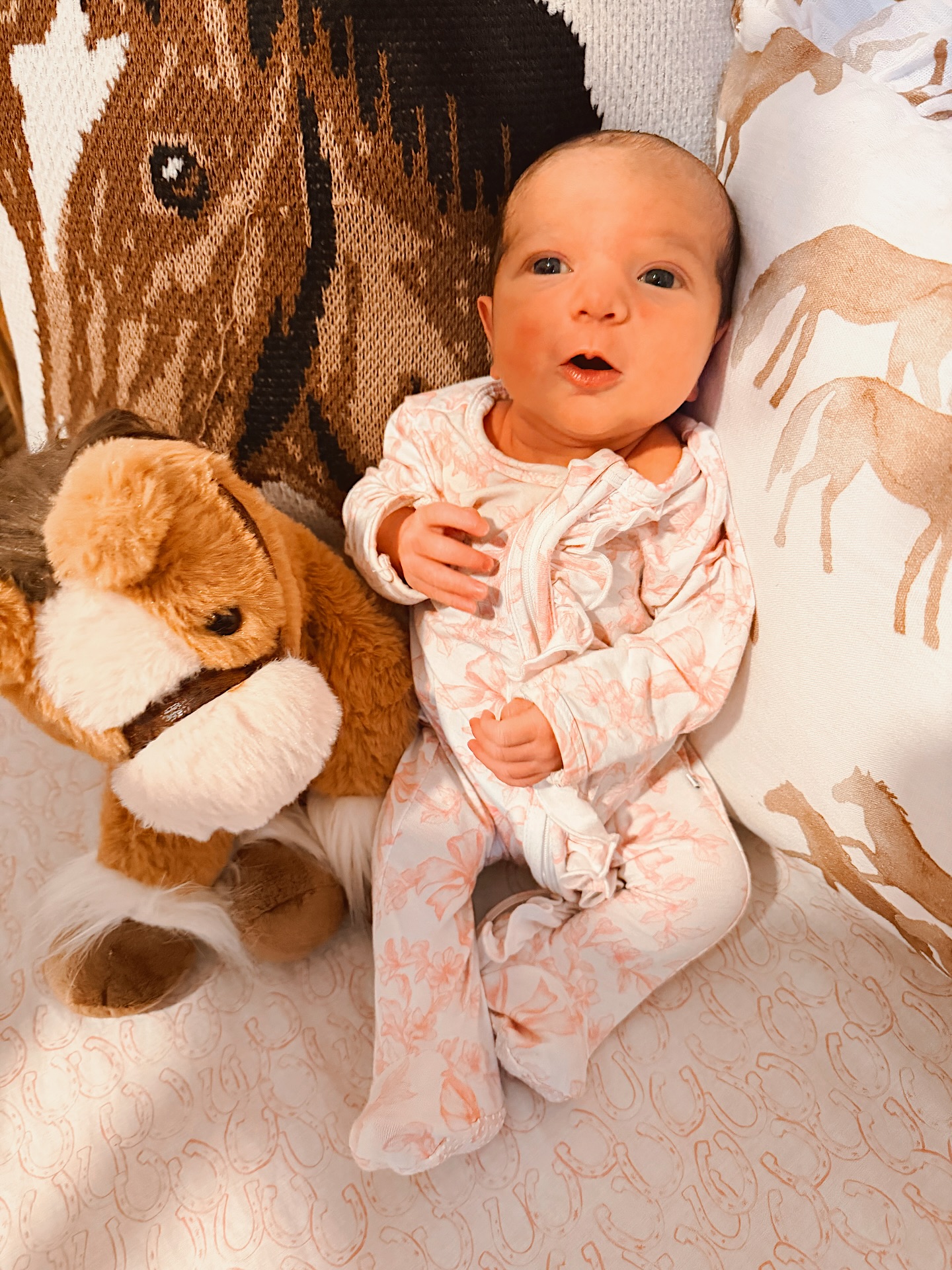 One week with our tiniest cowgirl, Callie Jane 🤍🐴
+
+
+
+
+
+
+
#oneweekold #newbornlife #calliejane #babycowgirl #pinknursery #countrybaby #newborngirl #sweetbabygirl #newbornbabygirl #babygirlstyle #babylove❤️ #cowgirlup #horsenursery #cadenlane #newbornphotoshoot