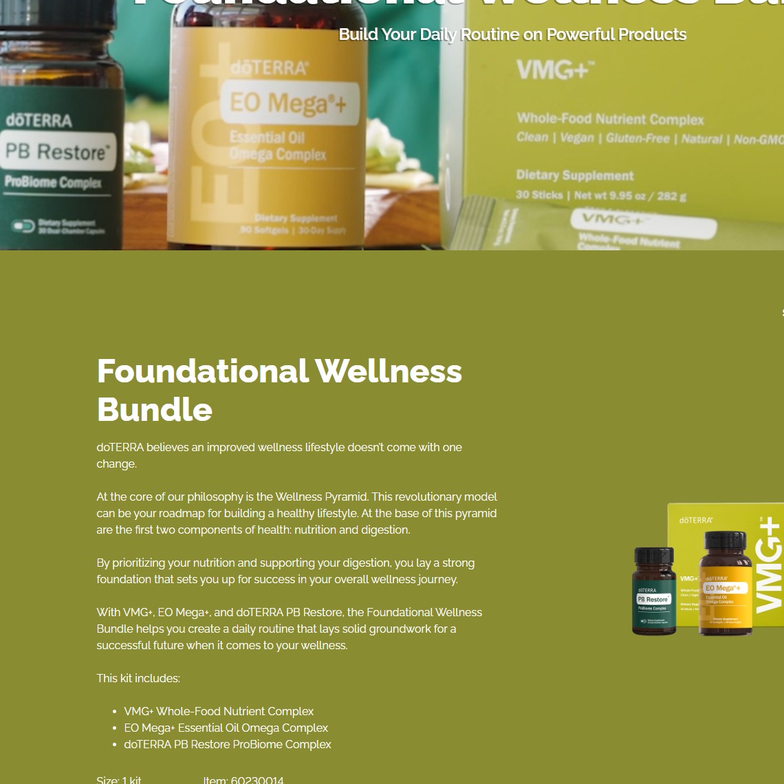 Build a stronger, healthier you with the doTERRA Foundational Wellness Bundle. 💥💪 Focus on nutrition and digestion with VMG+, EO Mega+, and PB Restore to lay a tough foundation for real wellness. 🚀🔥
**Link In Bio**
https://link.doterra.com/upJbrB