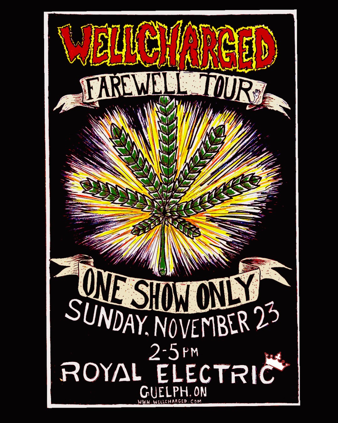 This one’s for the Guelph music lovers 💛 Come down to Royal Electric on Sunday, November 23rd (2–5PM) to celebrate WellCharged — a Guelph reggae staple since 1997 — as they play their farewell show. Good tunes, great food, and one last dance. 🎶🍻