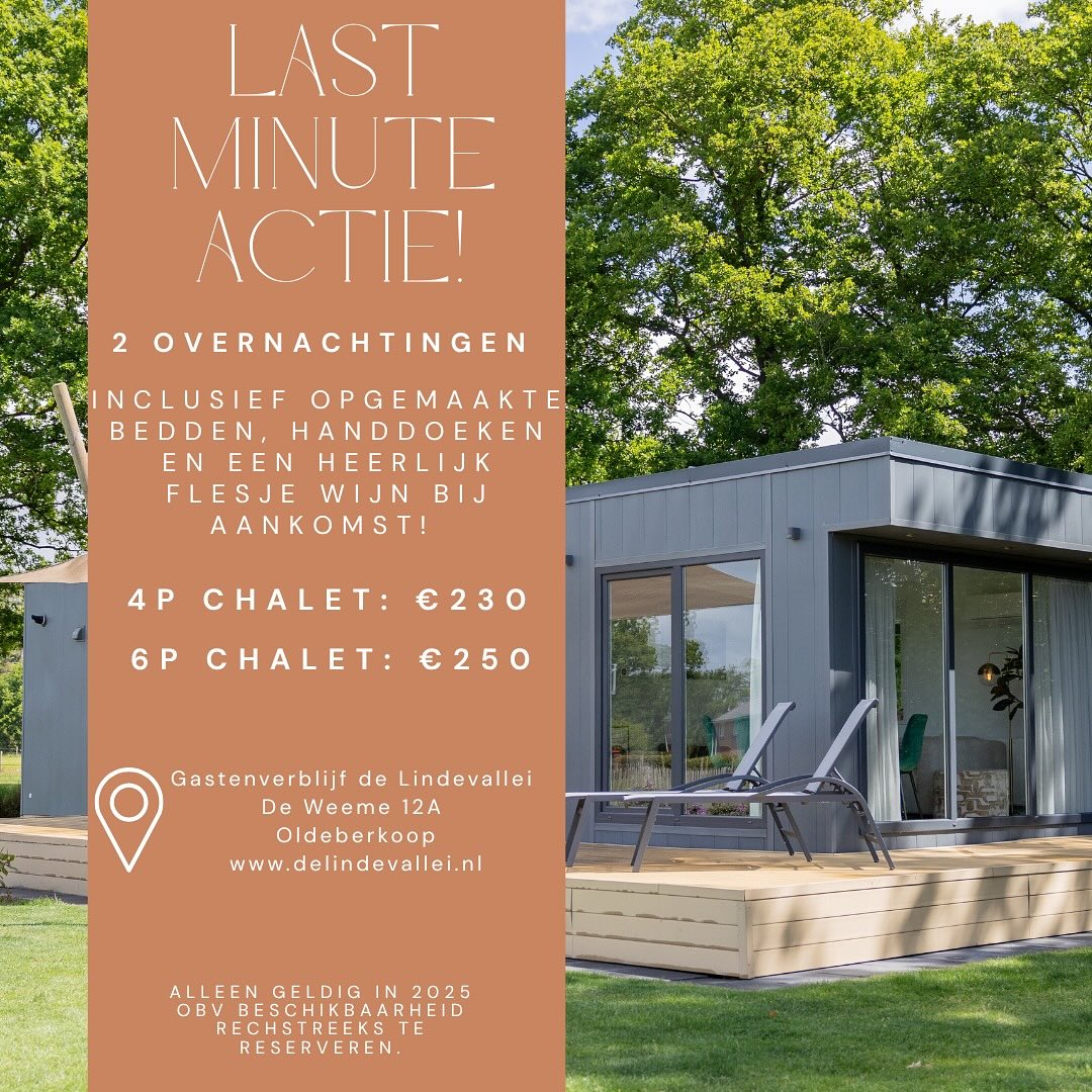 Last Minute landelijk verblijf! 💚🐑🍂
Nog even ontsnappen aan de drukte voor of tijdens de feestdagen? Boek nú je verblijf en geniet van het landelijke leven.
🏡 Knusse accommodaties met vrij uitzicht
🌿 Wandelen, fietsen of gewoon ontspannen
⏳ Unieke last minute actie, alleen geldig in 2025
📲 Reserveer direct: info@delindevallei.nl
💻 www.delindevallei.nl
#LastMinuteStay #LandelijkUitje #RustEnOntspanning
