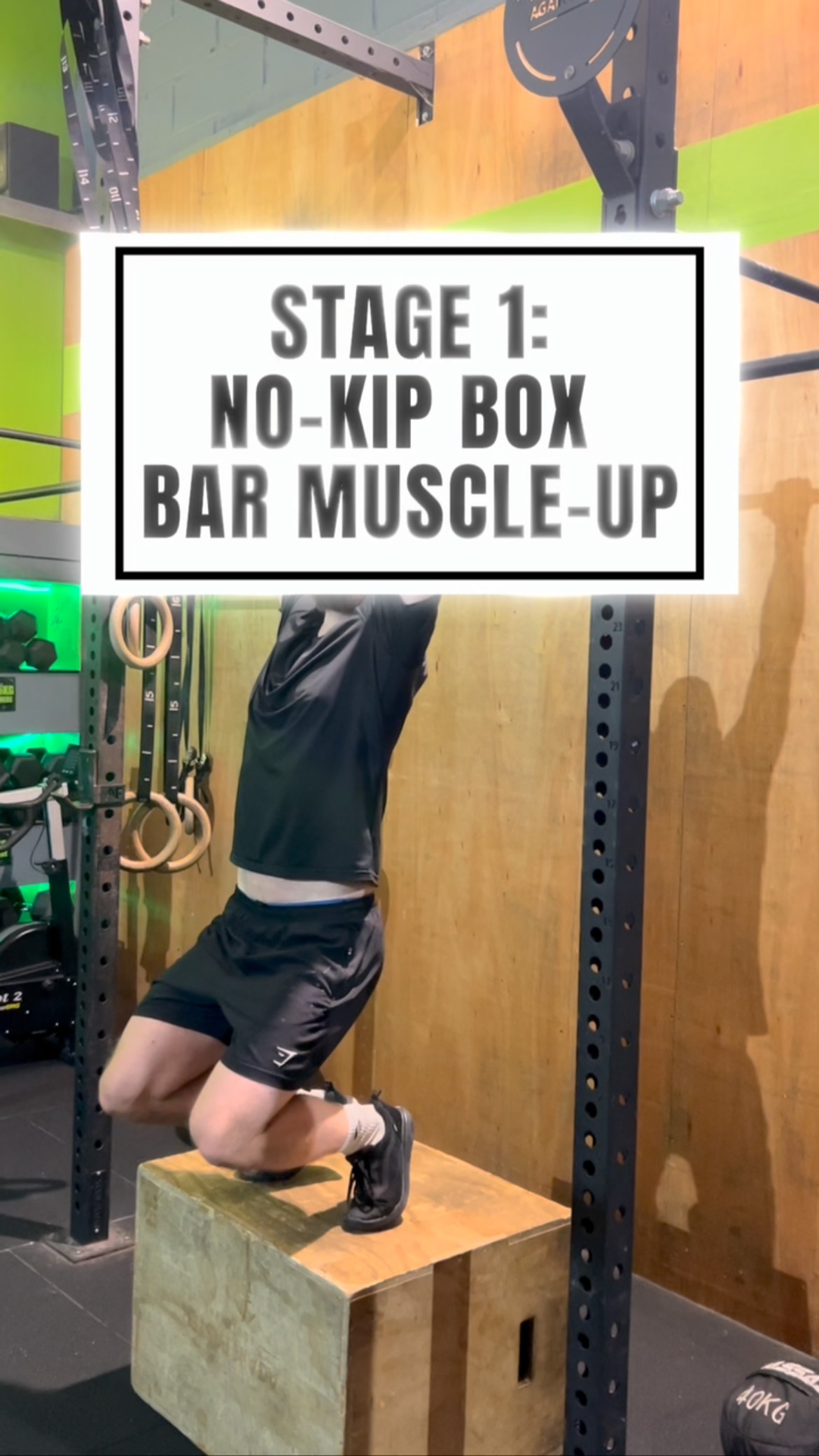 BOX BAR MUSCLE-UP PROGRESSION 🔥
If you’re chasing your first bar muscle-up, the box is a great place to start and these four steps will help get you there.
1️⃣ No-Kip Box Bar Muscle-Up - Learn the shapes without momentum, pull, transition, press. Confidence first.
2️⃣ Standard Box BMU - Add a gymnastic kip to connect the hip pop with the pull. This is where timing starts to make sense.
3️⃣ Box 6 Inches Forward - More space means less assistance. You now have to create more swing, more lat pull, and a better bar path.
4️⃣ Box 12 Inches Forward - Minimal help, maximum transfer. You’re doing nearly all the work here — this is your last step before taking it to just the rig.
Build the skill. Trust the process.
Your first proper BMU is closer than you think 👊