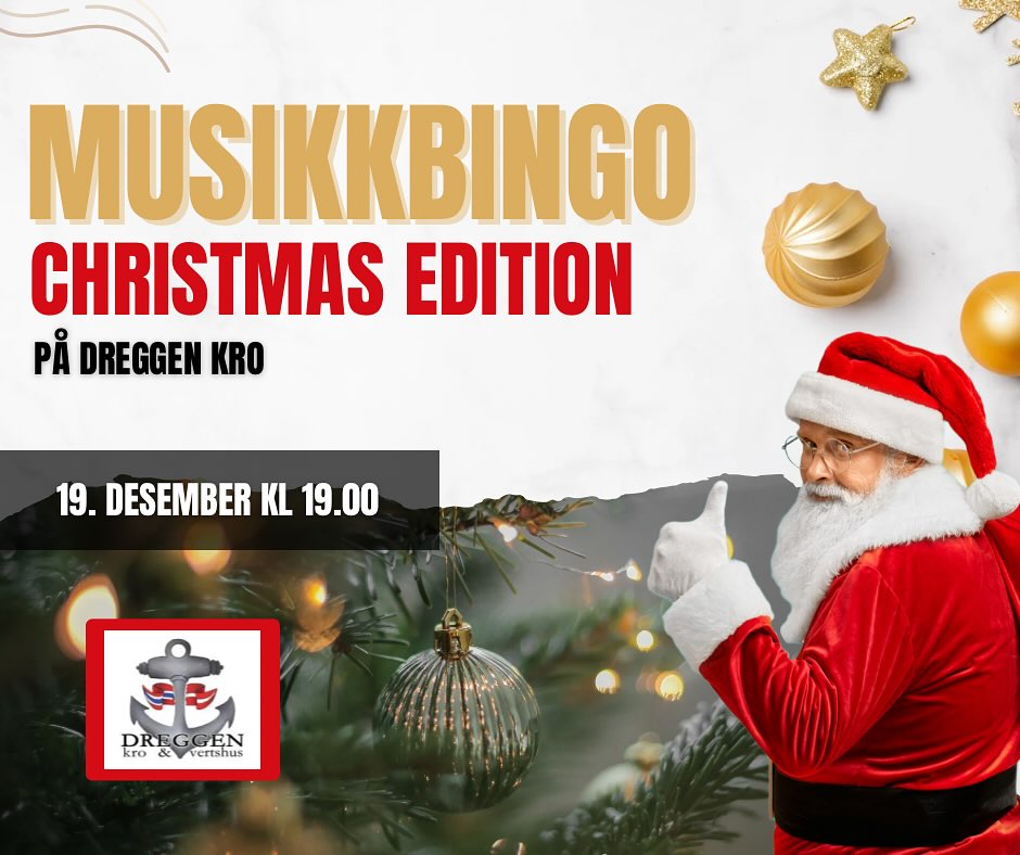 Velkommen til musikkbingo - Christmas Edition på Dreggen Kro🎅🏽