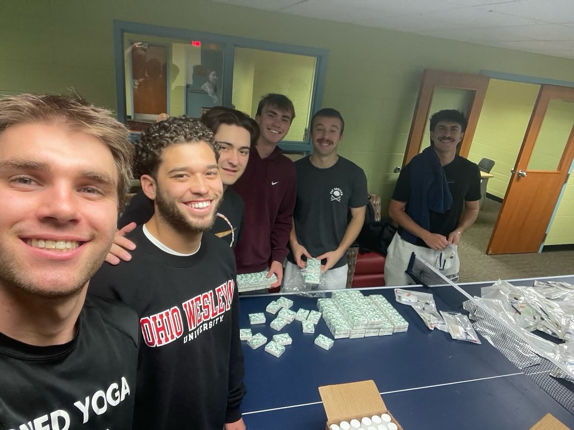 Men of Fiji spent the night assembling hygiene kits and writing cheerful letter for those of Turning Point Delaware Ohio