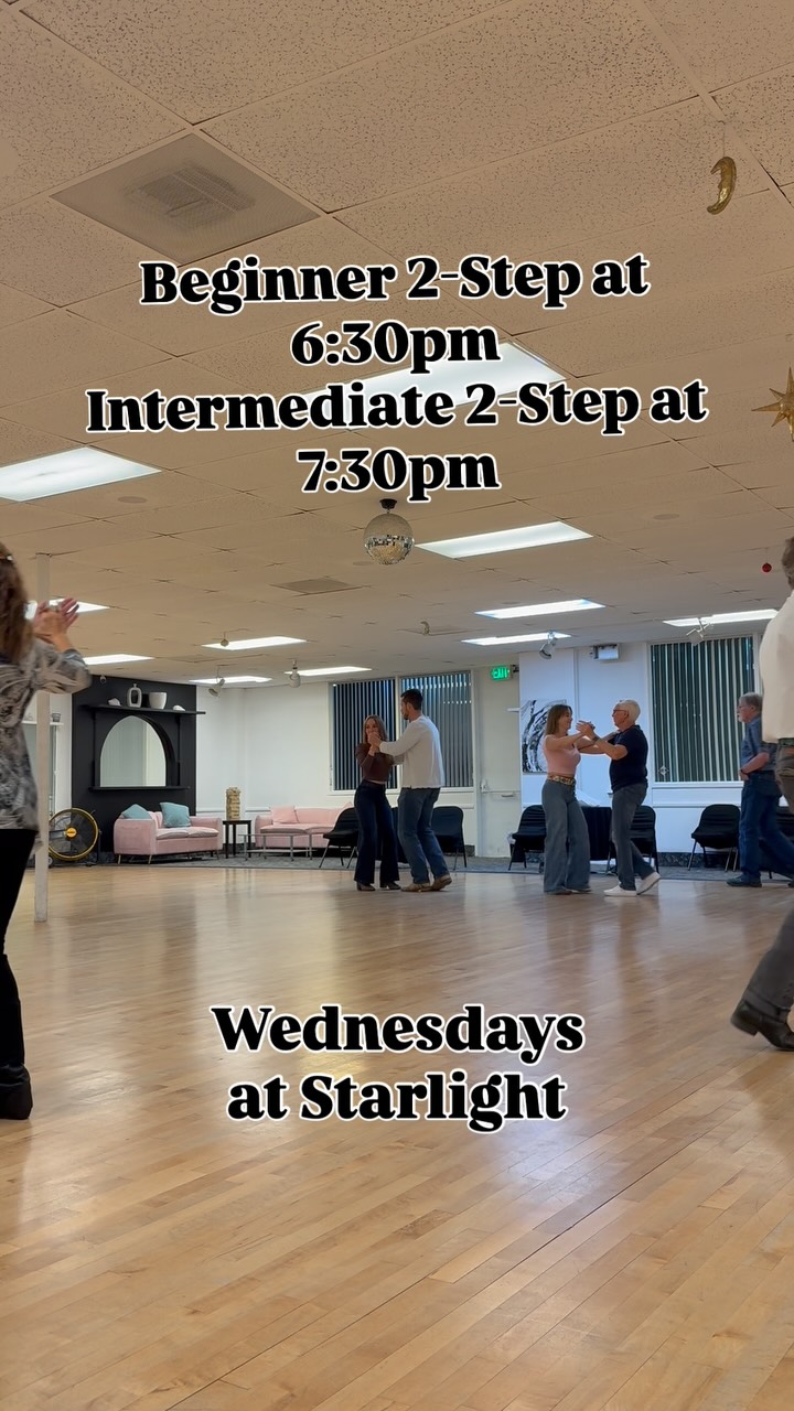 Join us tonight for our weekly Country 2-Step classes with David Walkup and Trish Connery-Walkup! Donât forget, on Oct 29th there will be a special Country and West Coast Swing party instead of the regular weekly classes đ
â¨Country 2-Stepâ¨
Beginner 2-Step at 6:30pm
Intermediate 2-Step at 7:30pm
If you have any questions, donât hesitate to DM us or email us at starlightdancesd@gmail.com
#dance #sandiego #partnerdance #country #countrytwostep #starlightdancesd