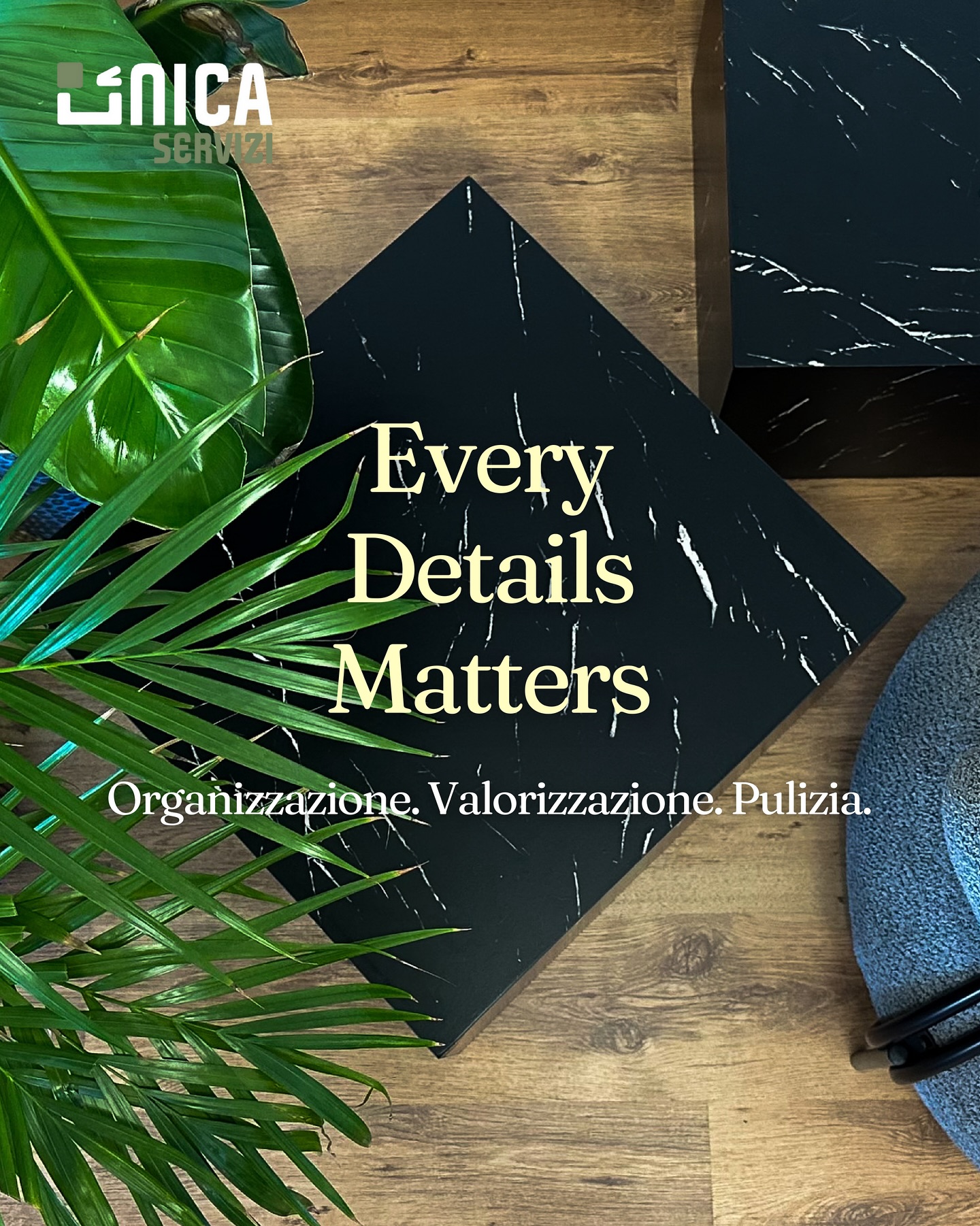 The Heart of the Matter🌿💡
UNICA SERVIZI organizza, coordina e valorizza ogni spazio e progetto.
Dalla gestione di eventi, alle pulizie di lusso e all’home staging, la nostra forza è nella pianificazione e nel controllo di ogni dettaglio, per garantire esperienze fluide, ambienti ordinati e risultati impeccabili.