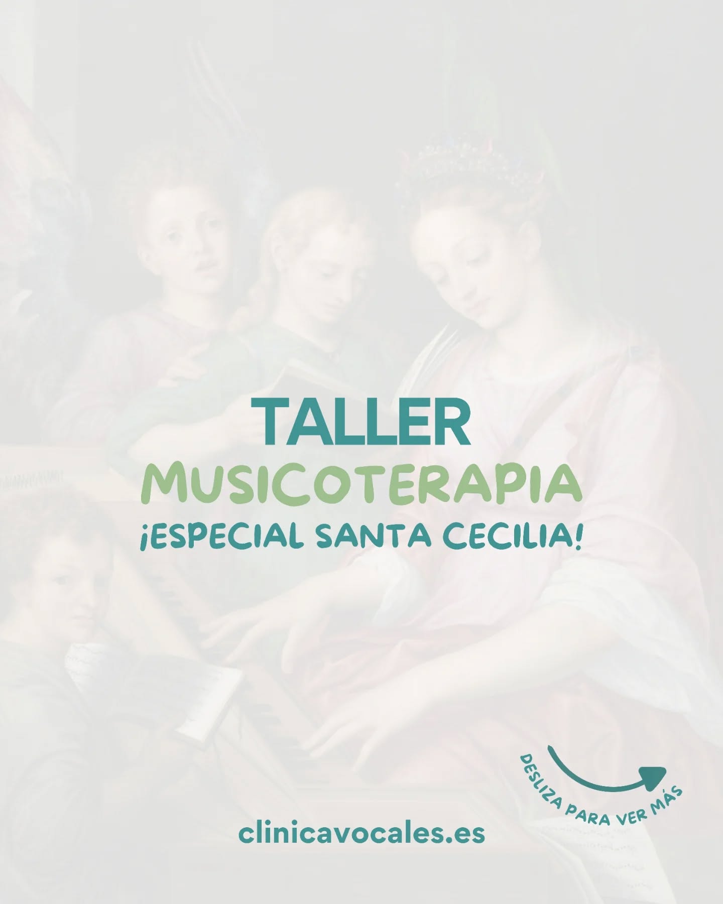 ¡El 22 de noviembre celebramos a Santa Cecilia, patrona de la música! 🎼
Una fecha para disfrutar de la música y de todo lo que nos hace sentir: alegría, emociones y conexión.
Y para celebrarlo, tendremos nuestro Taller Mensual de Musicoterapia, donde nuestros peques podrán sentir, crear y compartir la música en familia. 🎵
#SantaCecilia #Musicoterapia #ClínicaVocales