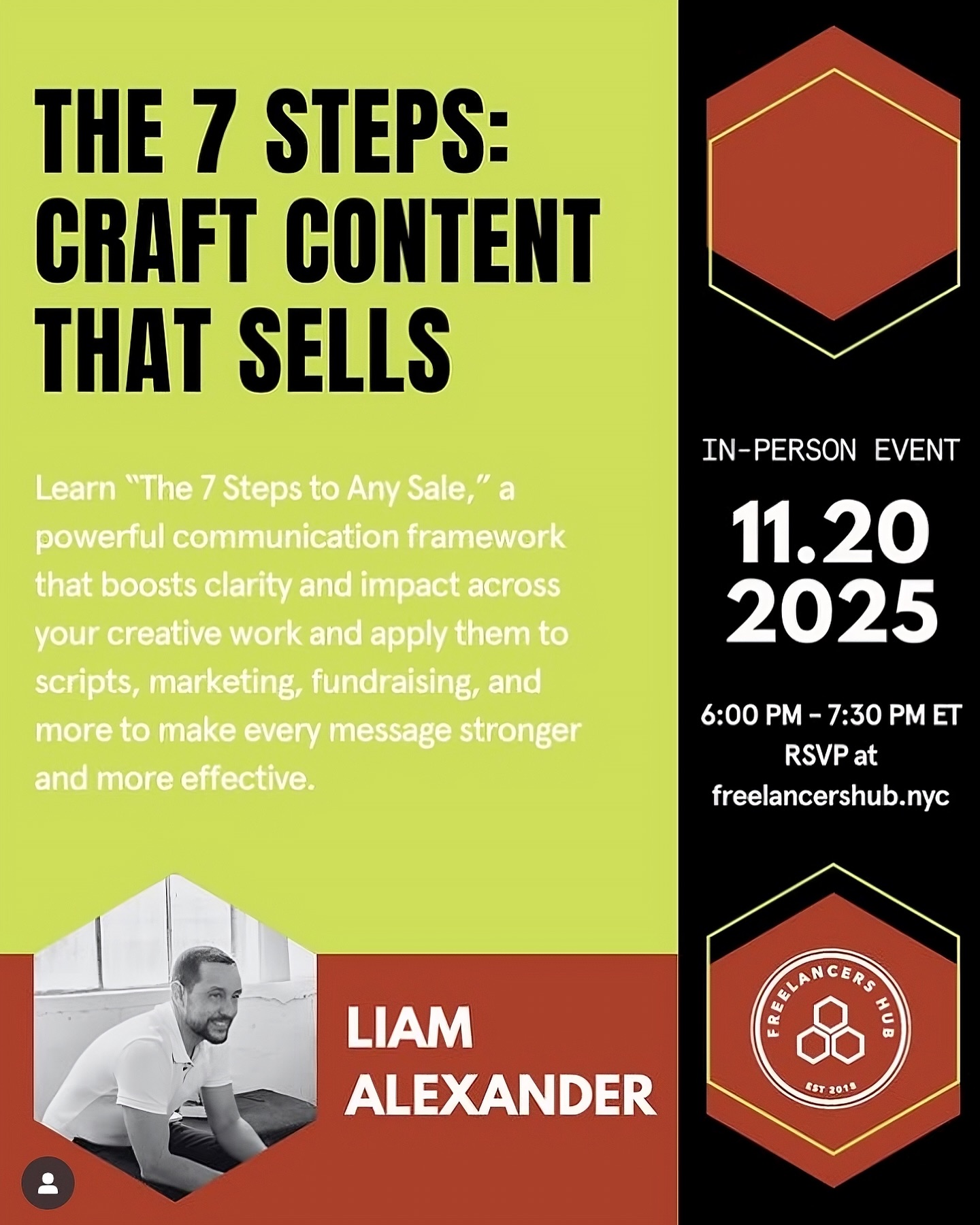 Join me tomorrow at the Freelancers’ Union. I’m going to be sharing a principle that I learned in a super unexpected place that has been so powerful for me in creating engaging content for myself and for clients!