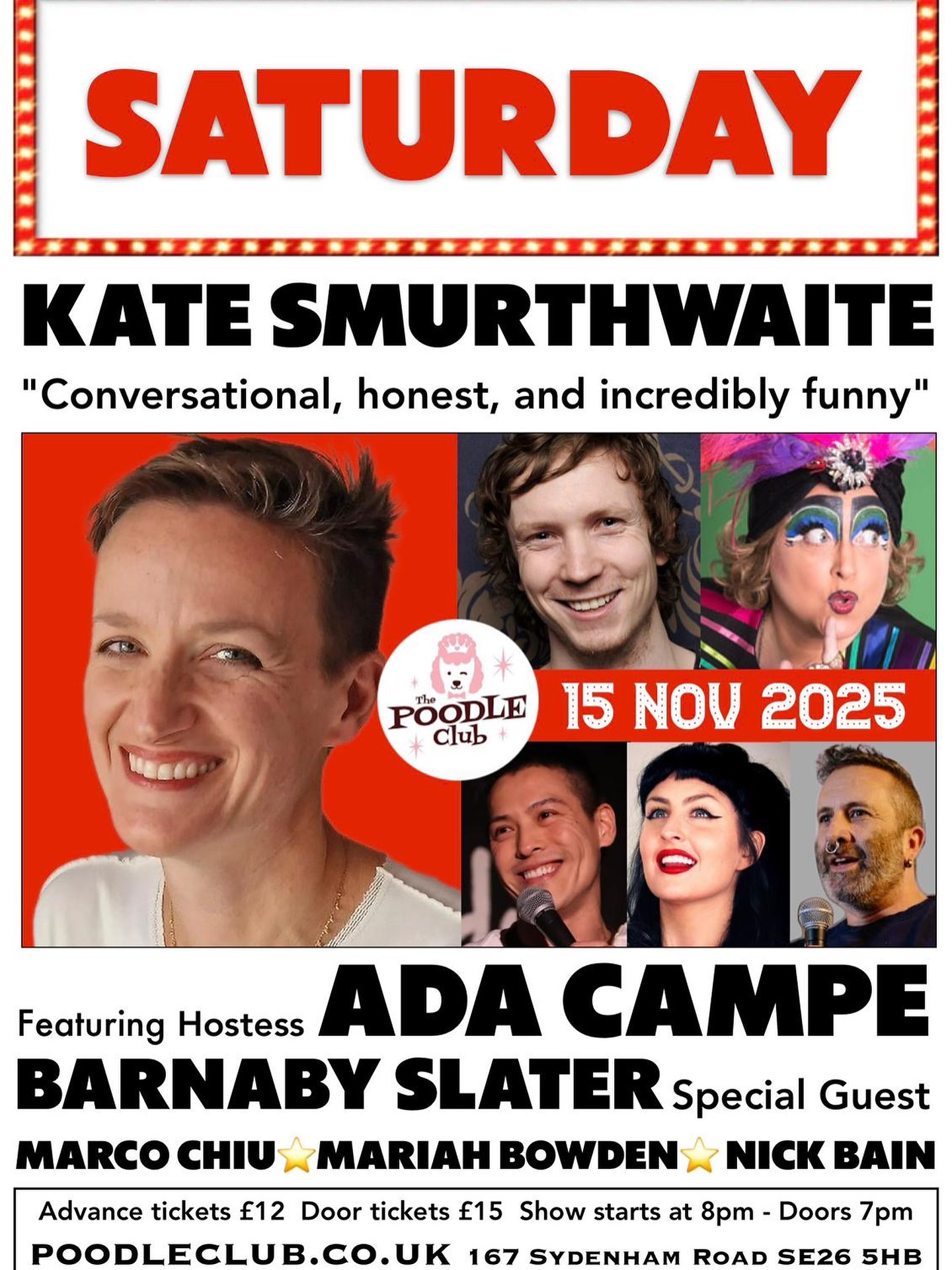 Discount code: TEAMKATE if you book online. https://wegottickets.com/event/677570