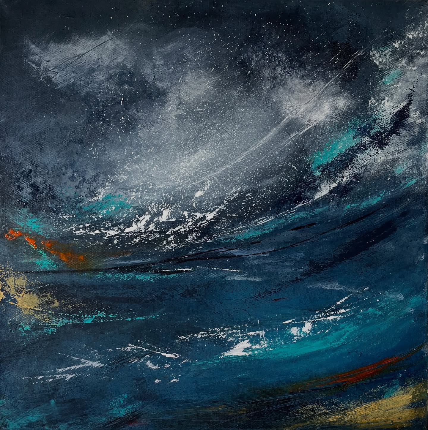 Edit: 🔴 SOLD! Somehow forgot to post this abstract I did a couple of months ago! It’s a smaller one for me at 50x50cms. It’s called “Shattered Horizon” and available on my website. Link in my bio. #affordableart #painting #abstract