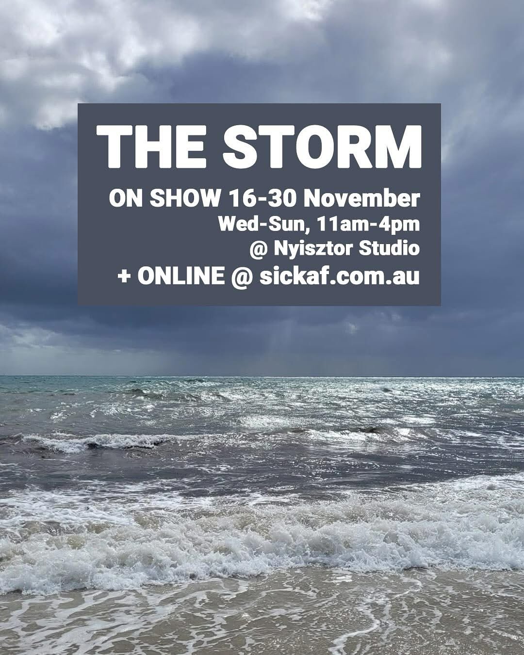 THE STORM opens today!
We also have a clean air event 😷 on Wednesday. I’ll be there - I’d love to see all my friends!
I can’t usually attend art openings because they’re too high risk for me (and I’m not well enough anyway).
The exhibition is all online - today is live-streamed. Info below or check the SICKAF website.
Visit: 16–30 November at Nyisztor Studio, Fremantle, 11am-4pm Wed-Sun
Opening event: 2pm, Saturday 15 November
Clean air event: 4.30pm, Wednesday 19 November
Events livestreamed: www.youtube.com/@SICKAFcollective
For details, online exhibition and access essentials: sickaf.com.au/exhibitions/the-storm/
@studio_amandaalderson @wordsasmedicine @lightprintsindarkness @claire.b.bushby @bradcolemancreative @loochcrimson @catherine.higham @shayne_odonnell @annamariaweldon