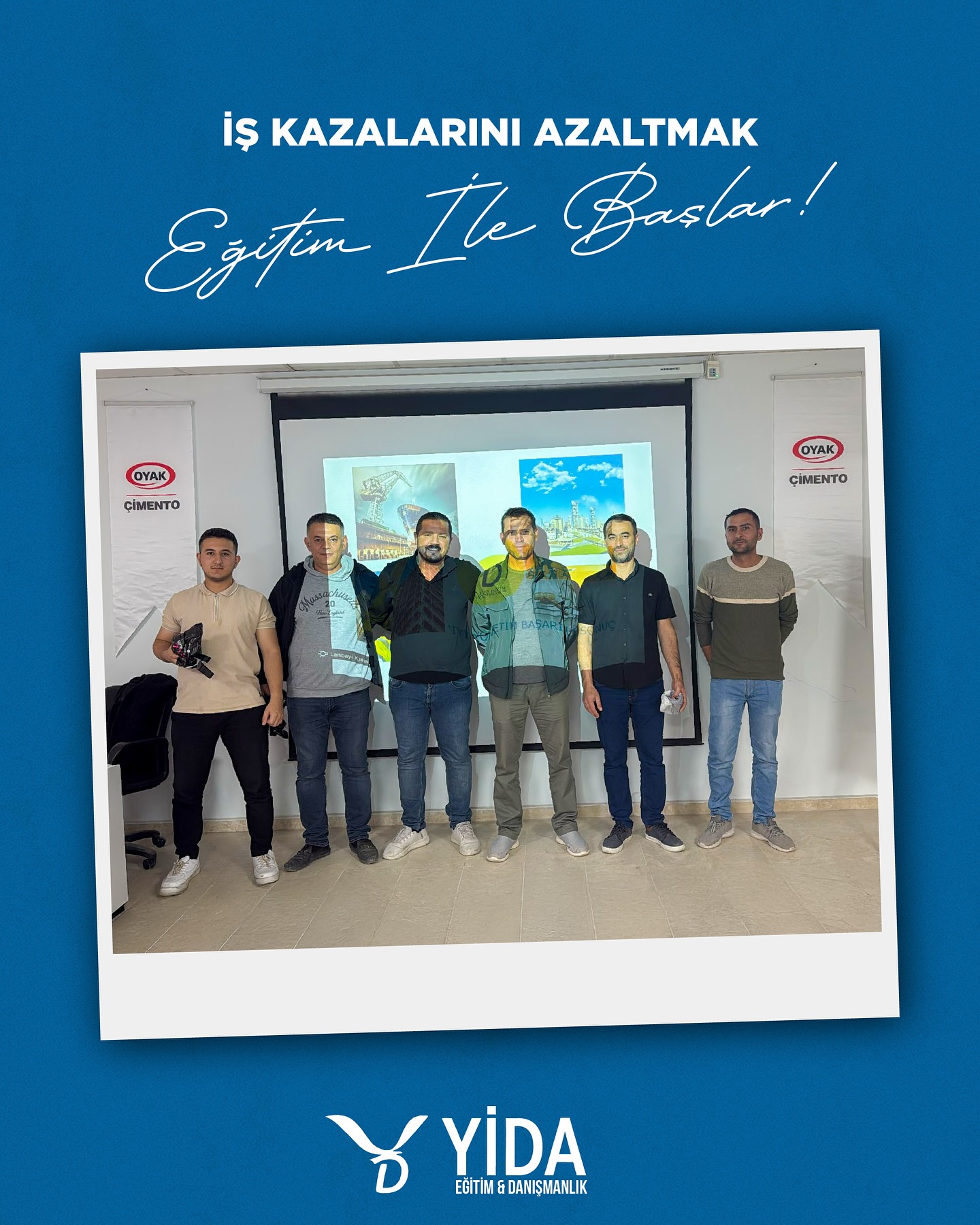 İş kazalarını azaltmak eğitim ile başlar! OYAK Çimento Denizli tesisinde Temel İş Sağlığı ve Güvenliği eğitimlerimizi başarıyla tamamladık. Yida Eğitim Danışmanlık olarak, iş güvenliği bilincini güçlendiren ve sahada somut etki yaratan eğitim çözümlerimizle işletmelere katkı sağlamaya devam ediyoruz.