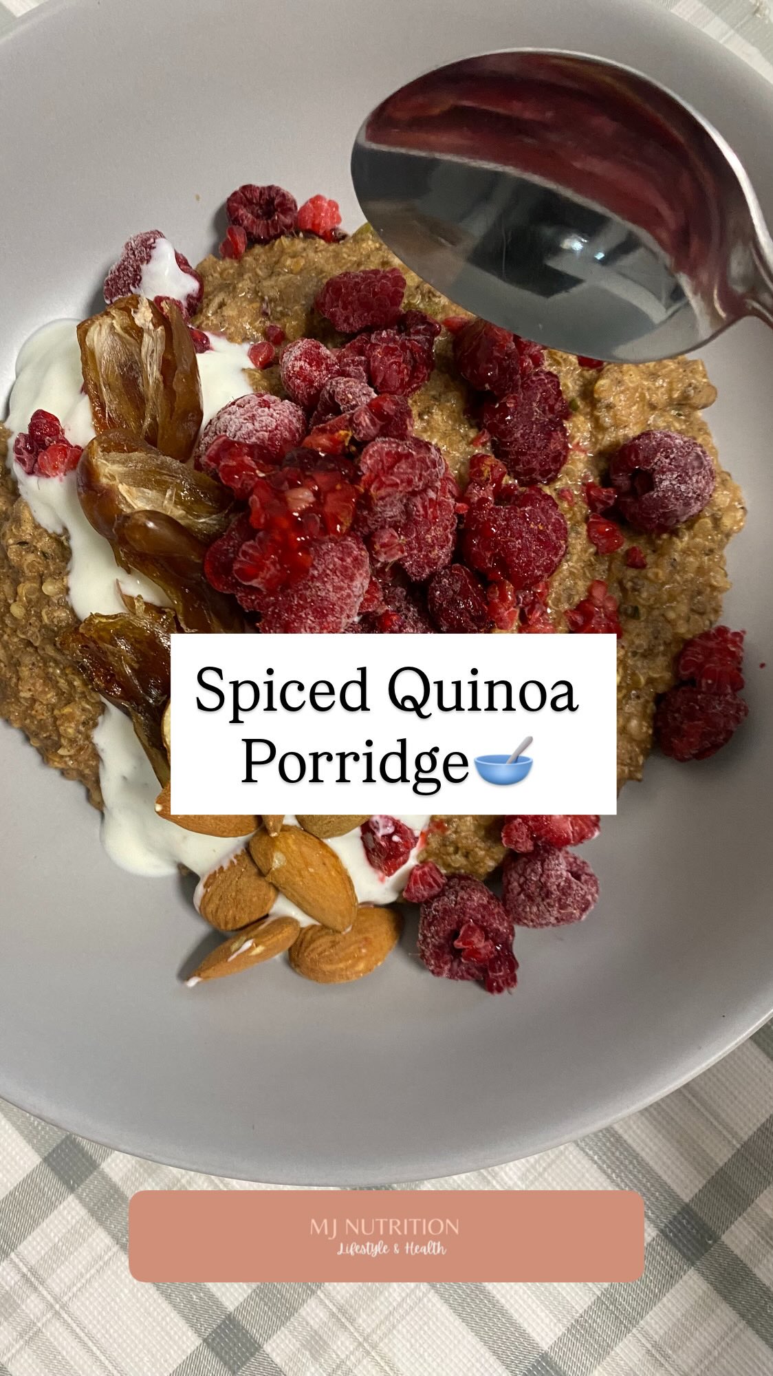 Spiced Quinoa Porridge 🍂✨
Warm coconut milk, cooked quinoa, raisins, cinnamon, allspice, ginger, mixed seeds, and a little protein for a quick, cozy, nourishing breakfast. This bowl is creamy, protein-packed and gut friendly.
Sweeten with maple if needed and top with kefir, dates, and raspberries.
Ingredients:
* 1 cup coconut milk
* ½ cup cooked quinoa
* 1 tbsp raisins
* 1 tsp cinnamon
* ½ tsp allspice
* ½ tsp ground ginger
* ¼ cup mixed seeds (sunflower, chia, hemp, pumpkin, sesame, flax)
* ½ scoop vanilla protein powder
* 1 scoop collagen (optional)
* 2–3 tsp maple syrup (optional)
* Serve with: kefir, dates, raspberries
Rich in fibre, protein & healthy fats, loaded with antioxidants & anti-inflammatory spices, supports gut health & digestion.
A quick, cozy, and nourishing breakfast to fuel your day! 🌞
#HealthyBreakfast #QuinoaPorridge #ProteinBreakfast #GutHealth #FibreFuel #WholeFoods #SuperfoodBreakfast #MorningFuel #ComfortFood #EasyRecipes #MealPrepIdeas #NutritionCoach #EatTheRainbow #PlantBasedBreakfast #AutumnVibes #CleanEating #WellnessBowl #BreakfastInspo