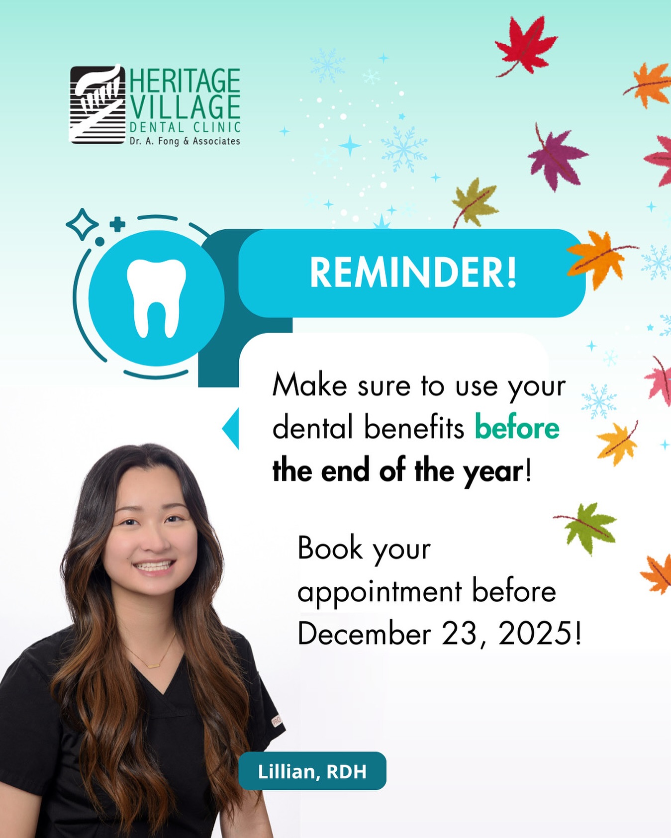 📅 Can you believe it’s almost the end of the year? Time sure flies.
Maximize your dental benefits before they reset. Preventive care now = fewer problems later. 🦷✨#yegdental #hvdc #edmonton #dentalclinic #dentalcare