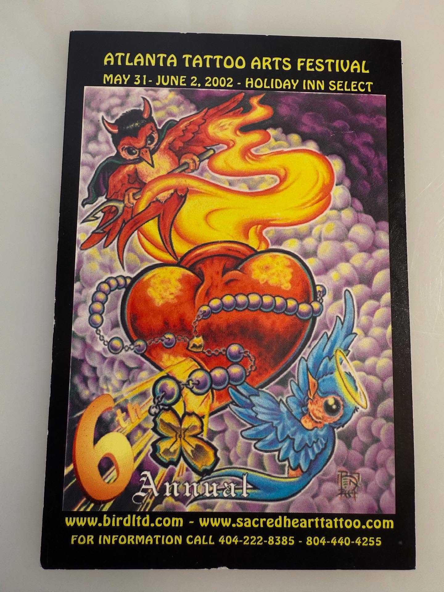 Going through some things at the shop, found the show poster I made for the Atlanta Tattoo Arts Festival circa 2002. So many good, crazy, fun memories from my time promoting the ATL/RVA shows. Always been an honor and incredibly humbling to be amongst such giants in tattooing… I owe both Billy and Tony more than I could ever repay, I miss them both… If you have a good story from one of those shows share it here, try not to throw anyone under the bus, shit was wild back then and some of us have calmed down….