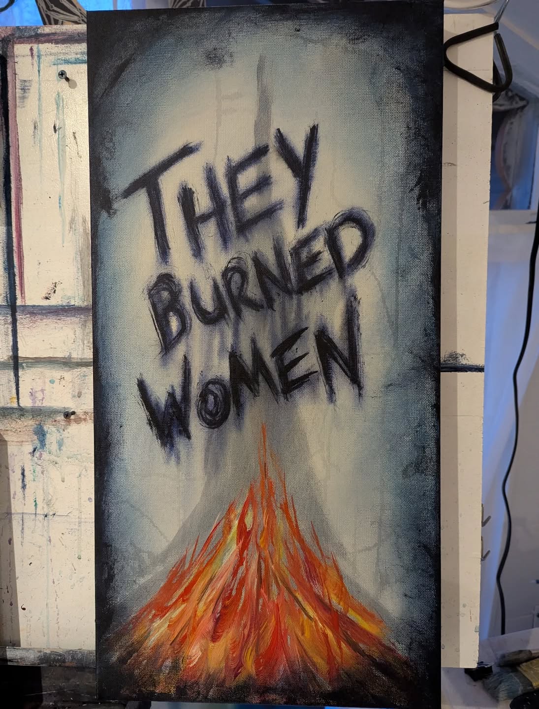 Art to work through rage.
.
.
.
.
#altart #angry #burning #theyburnedwomennotwitches #arttherapylife #womenartists #mixedmediaart