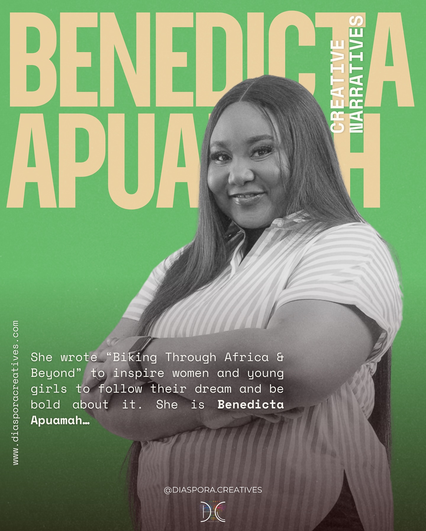 #CREATIVE #NARRATIVES✨ from Benedicta Apuamah, @benedictauweru, a powerful voice and author of “Biking Through Africa & Beyond.”
✨Benedicta reminds us that true adventure begins the moment we step outside our comfort zone. Her book is more than a travel narrative - it is a celebration of empowerment, personal growth, and the belief that no dream is too bold when you trust your own path.
Diaspora Creatives honors stories like hers, that challenge, uplift, and inspire new generations of dreamers, especially women and young girls across the diaspora.
📘 « Biking Through Africa & Beyond » by Benedicta Apuamah is available on Amazon.
#CreativeNarratives #DiasporaCreatives