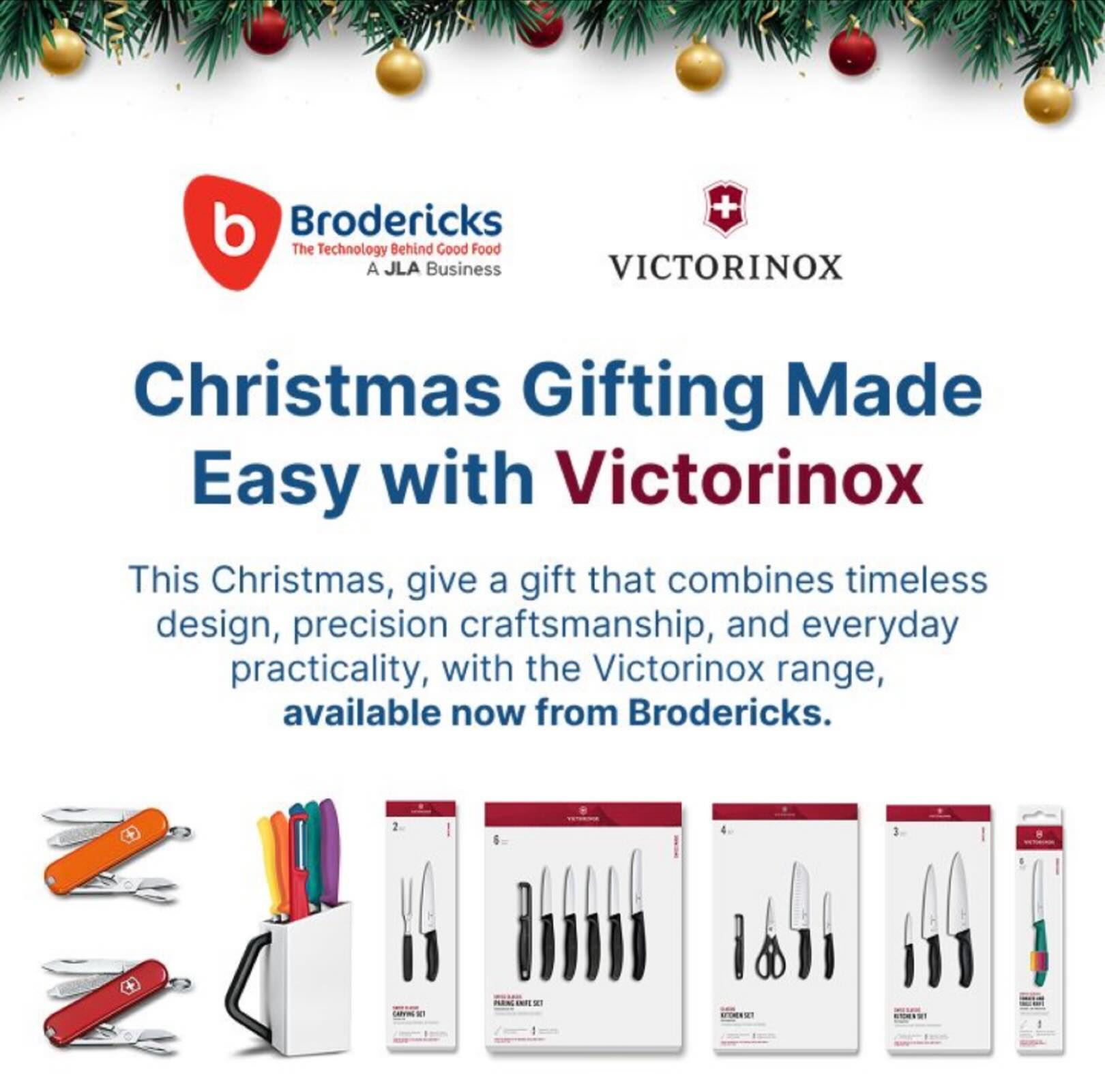 From the iconic Swiss Army Knives that have inspired generations to the Victorinox kitchen and chef’s knives trusted by professionals around the world, there’s something for everyone on your list, whether they’re a home cook, adventurer, or simply appreciate quality.
Get in touch with Brodericks to ensure delivery before Christmas! https://lnkd.in/esU9g-bm