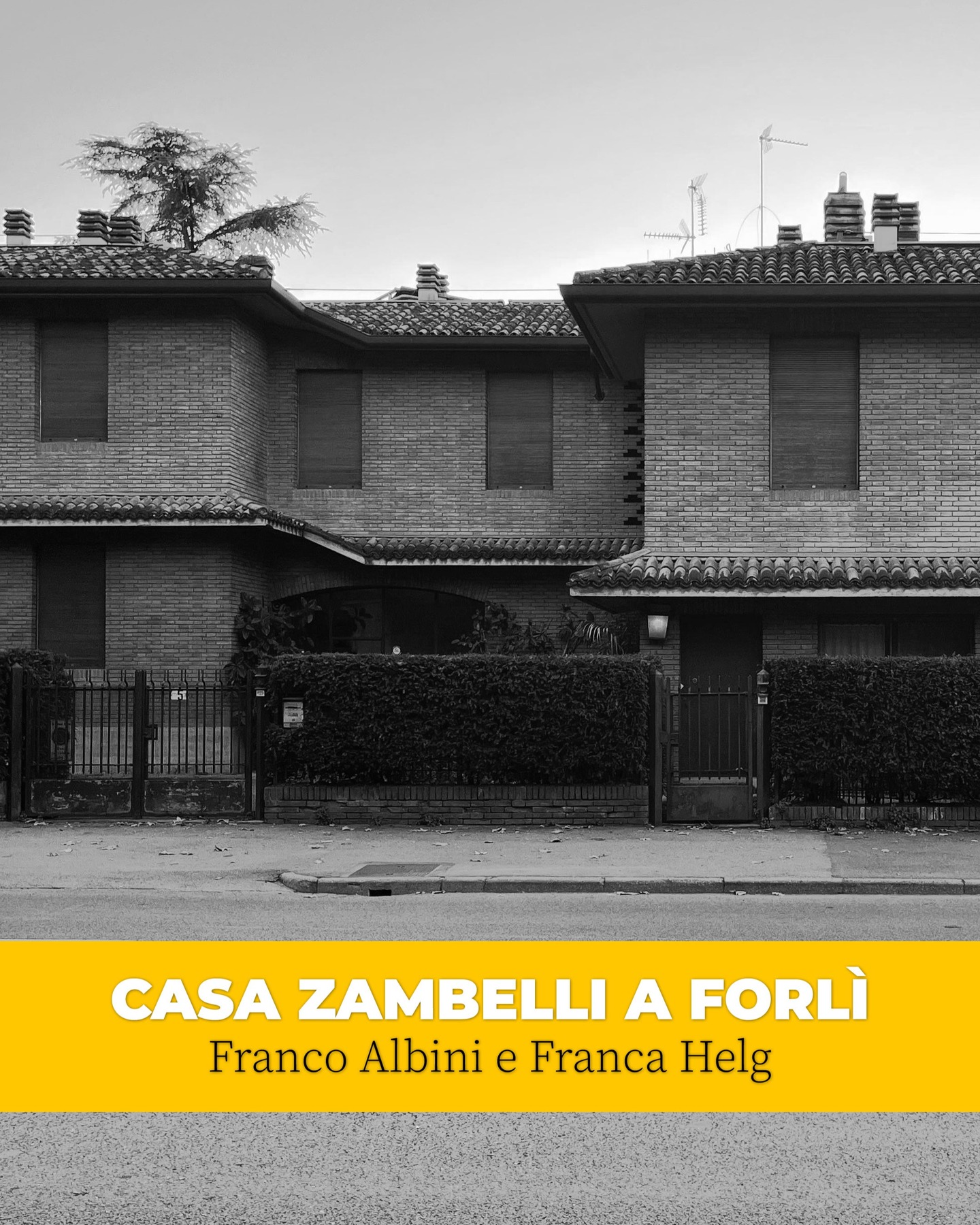 Ai margini del centro storico di Forlì c'è un capolavoro dell'architettura moderna firmato Franco Albini e Franca Helg.
Commissionata da Evaristo Zambelli nel 1956, dopo soli due anni e oltre 110 disegni, la villa fu completata e pronta per essere abitata.
Un progetto intelligente dove niente è lasciato al caso: ogni spazio trova una funzione e un incastro preciso, ogni dettaglio è studiato finemente. Un'opera in cui rigore e poesia, modernità e tradizione, dialogano in sapiente equilibrio.
Fotografie
Slide 1,2,3,4,5,7,8,9: Giulia Bravaccini
Slide 6,10 - Fonte: Censimento delle architetture italiane dal 1945 ad oggi
.
.
.
#FrancoAlbini #FrancaHelg #CasaZambelli #Forlì #ArchitetturaItaliana #MovimentoModerno #ArchitetturaModerna #EmiliaRomagna