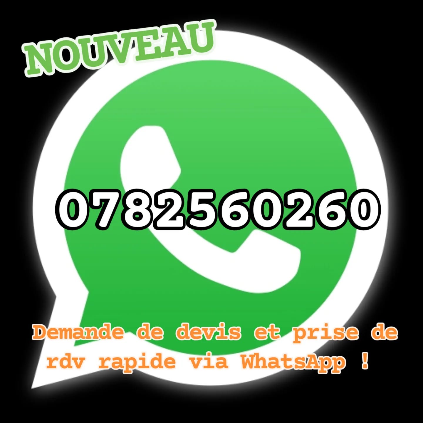 DIPCOLOR vous propose maintenant de faire aussi vos demandes de devis ainsi que les prises de RDV via WhatsApp ! Une messagerie fluide et efficace 👍.
Contact whatsapp : 0782560260