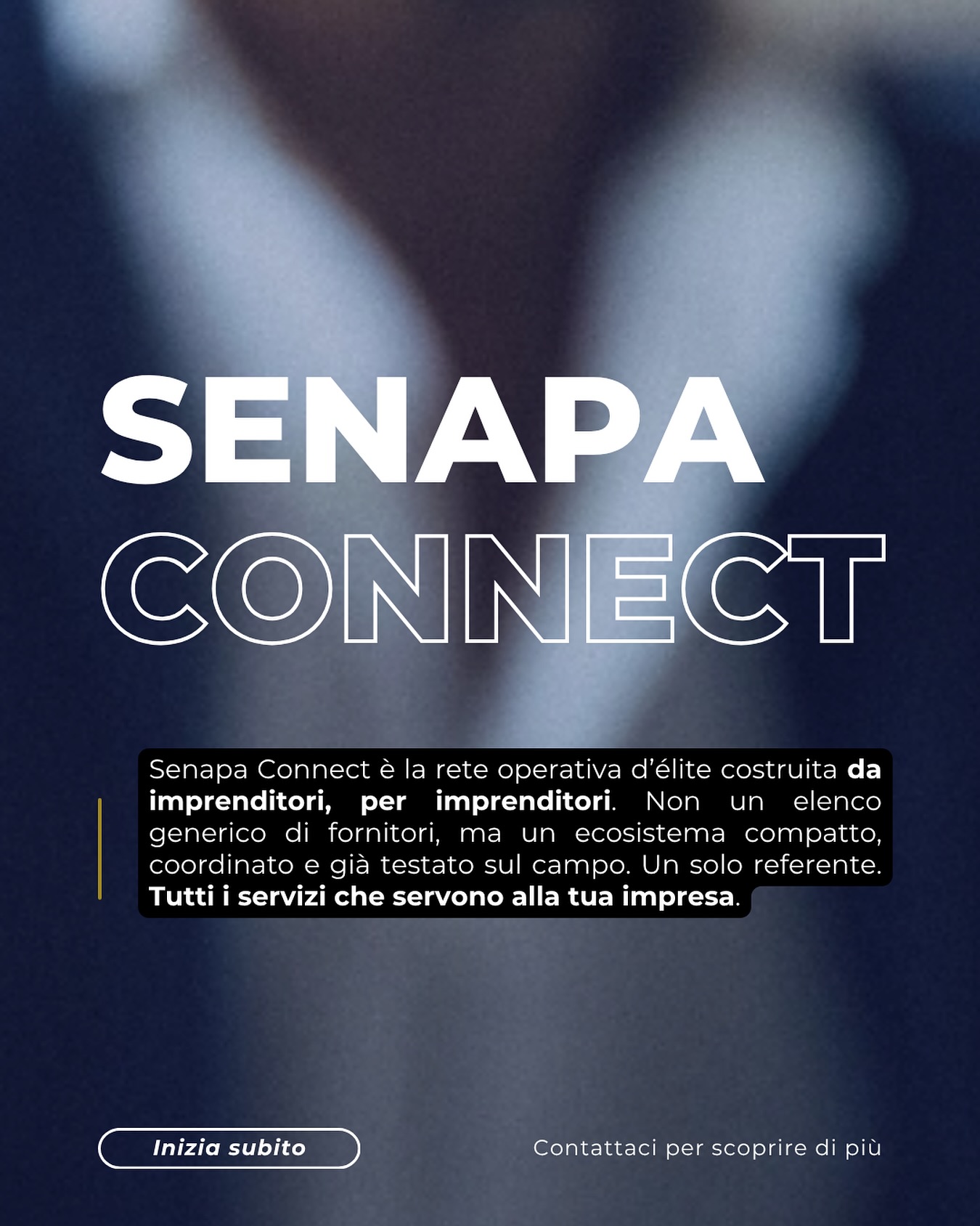 🚀Una sola rete, tutti i servizi che servono alla tua impresa.
👥Senapa Connect è l’ecosistema operativo creato da imprenditori, per imprenditori.
Un unico referente, risultati coordinati.
👉Scrivici per entrare nella rete.