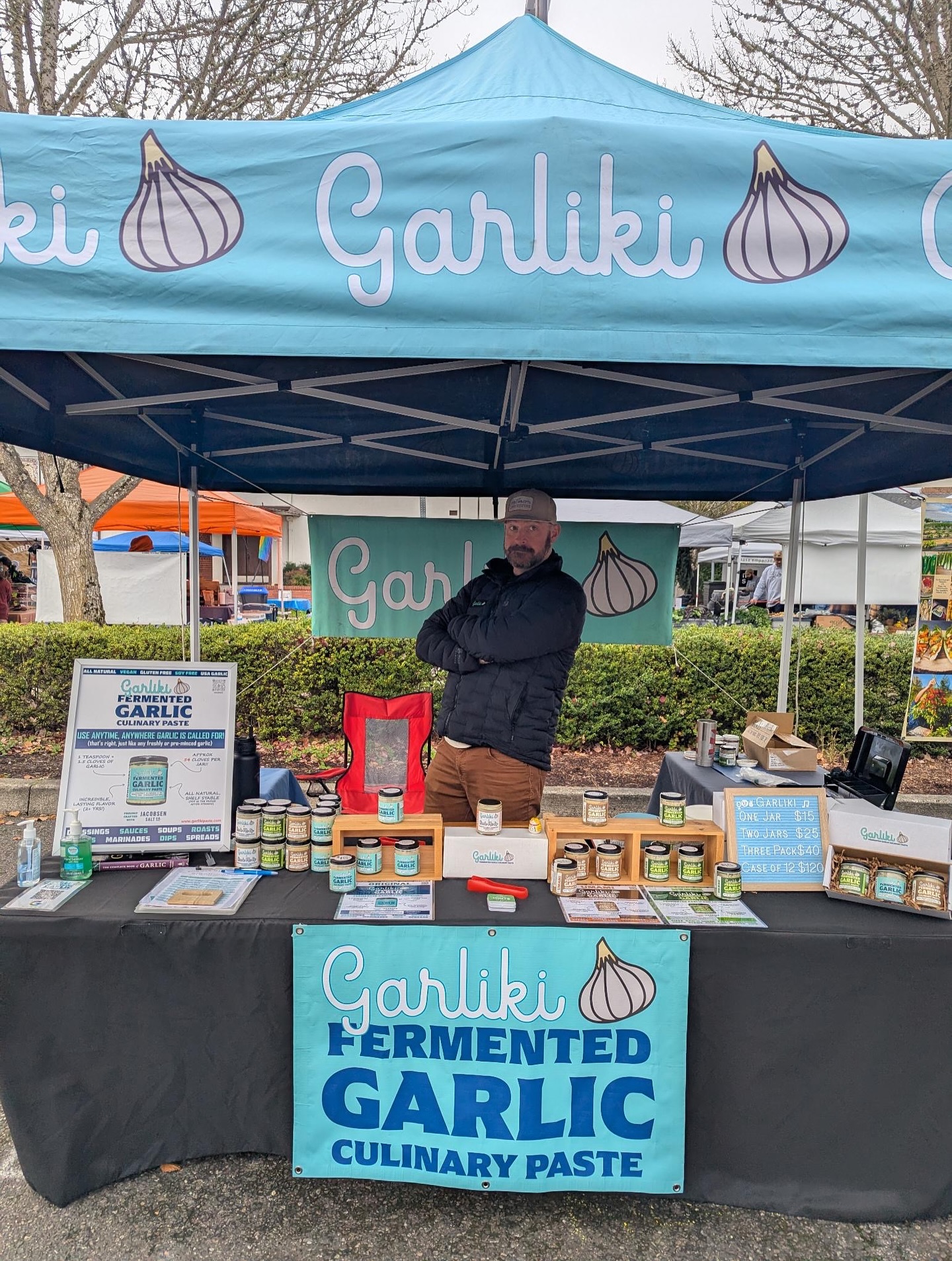 We’re at the @beavertonmarket and looking fly so come give Garliki a try