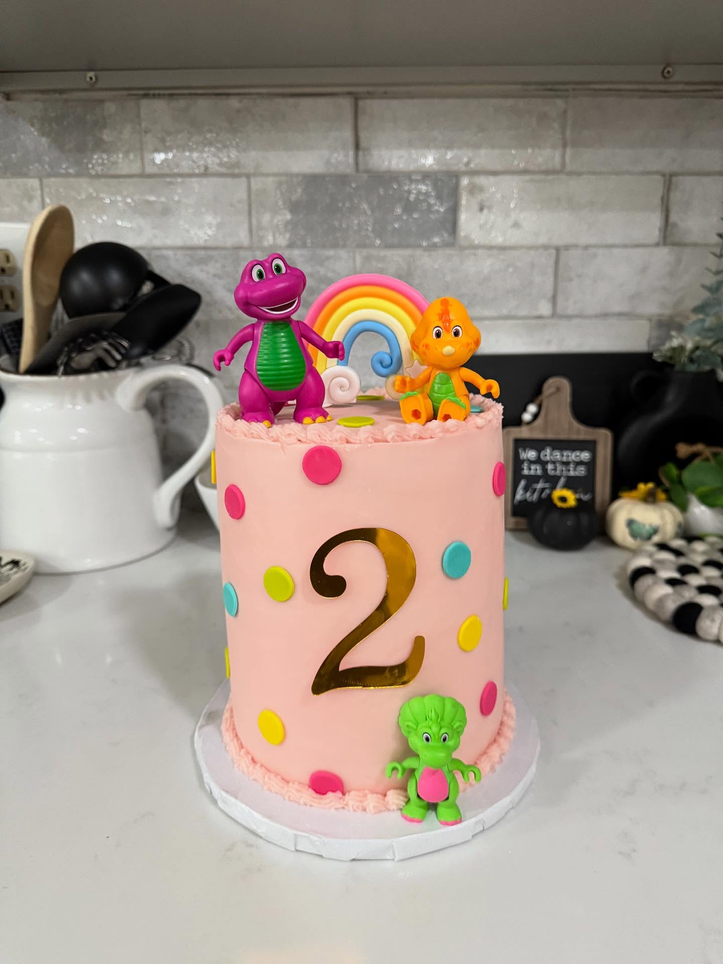 Barney theme 6 inch cake ..