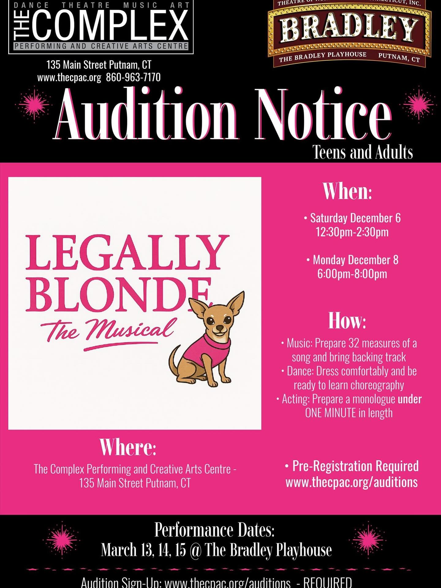 📢 OH MY GOD YOU GUYS!
Auditions are less than a month away for LEGALLY BLONDE
Pre-registration required / Casting Information: link in bio!
