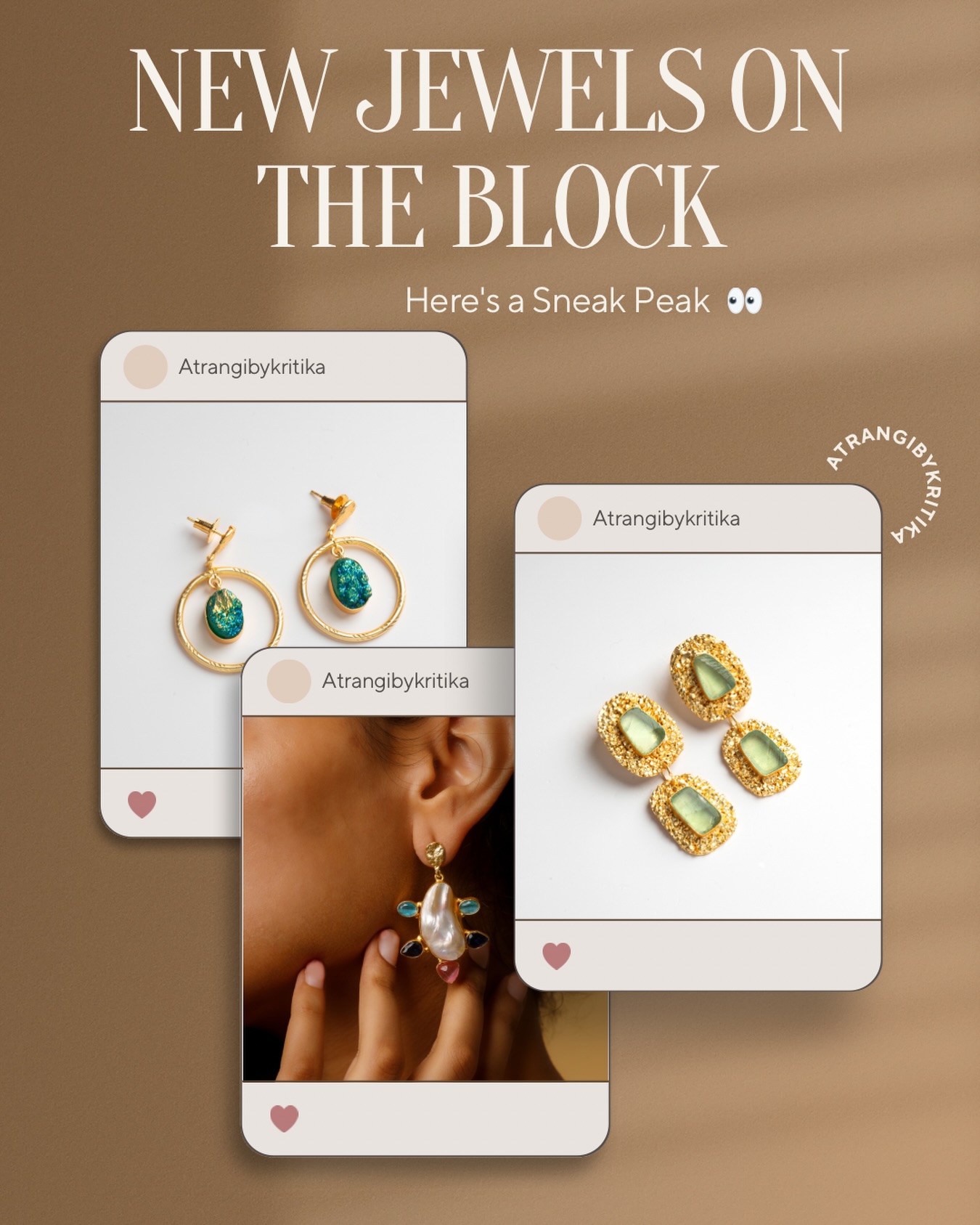 Here’s your first look at the pieces that are about to steal all the spotlight
From bold gems to effortless everyday sparkle - our newest drop is crafted to elevate your elegance in seconds. Each piece is designed with timeless textures, luxe detailing and that signature Atrangibykritika charm.
💛 Handcrafted
💛 Gold-plated luxury
💛 Limited pieces
💛 Statement-worthy designs
If you’ve been waiting to refresh your jewellery box… this is your sign.
Which piece are you adding to cart first?
handmade jewellery, gold plated earrings, statement earrings India, designer jewellery, Atrangibykritika jewellery, new jewellery collection 2025, gemstone earrings, luxury fashion accessories, trending earrings India, premium handcrafted jewellery
#Atrangibykritika #NewJewelsOnTheBlock #JewelleryLaunch #StatementEarrings #HandcraftedJewellery #LuxuryAccessories #IndianJewelleryBrand #GemstoneJewellery #GoldPlatedJewellery #JewelleryLove #NewCollection2025 #FashionAccessoriesIndia #indiebrand